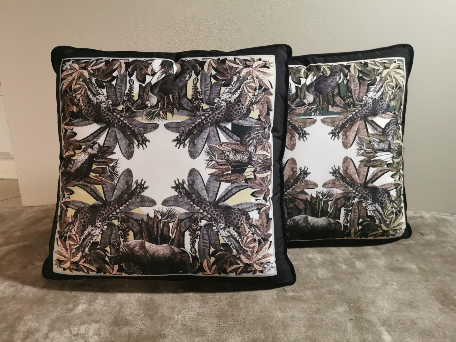 Italian Handmade Contemporary Style, Black and Wild Collection Pillow Set of Two For Sale 1