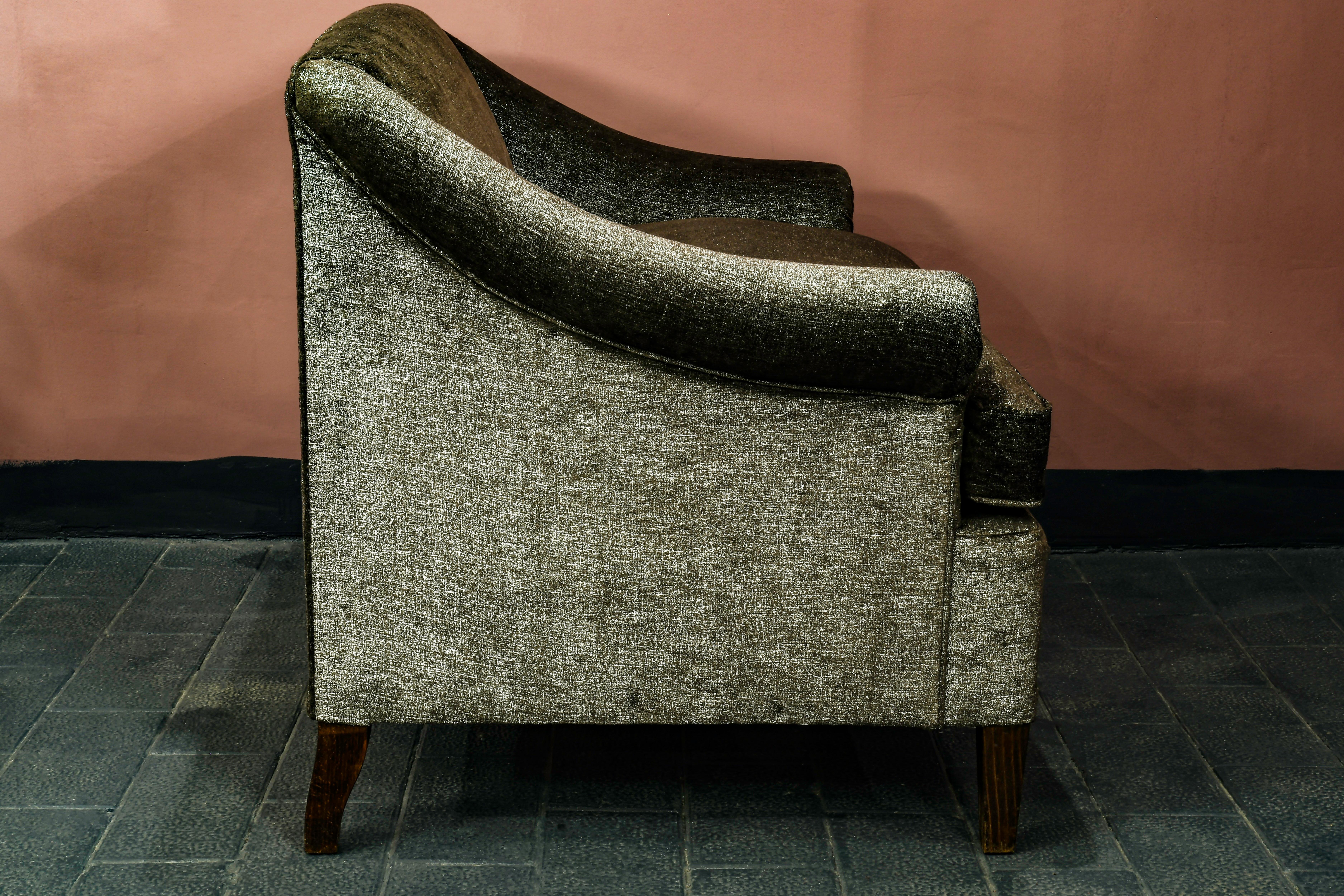 Velvet Italian Handmade Down Filled Loveseat For Sale