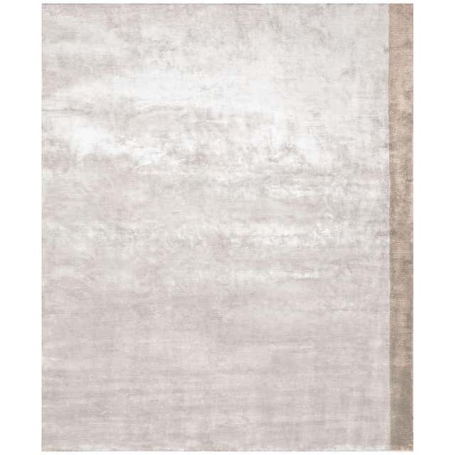 Handmade Smooth Beige Color in Silk Rug For Sale at 1stDibs