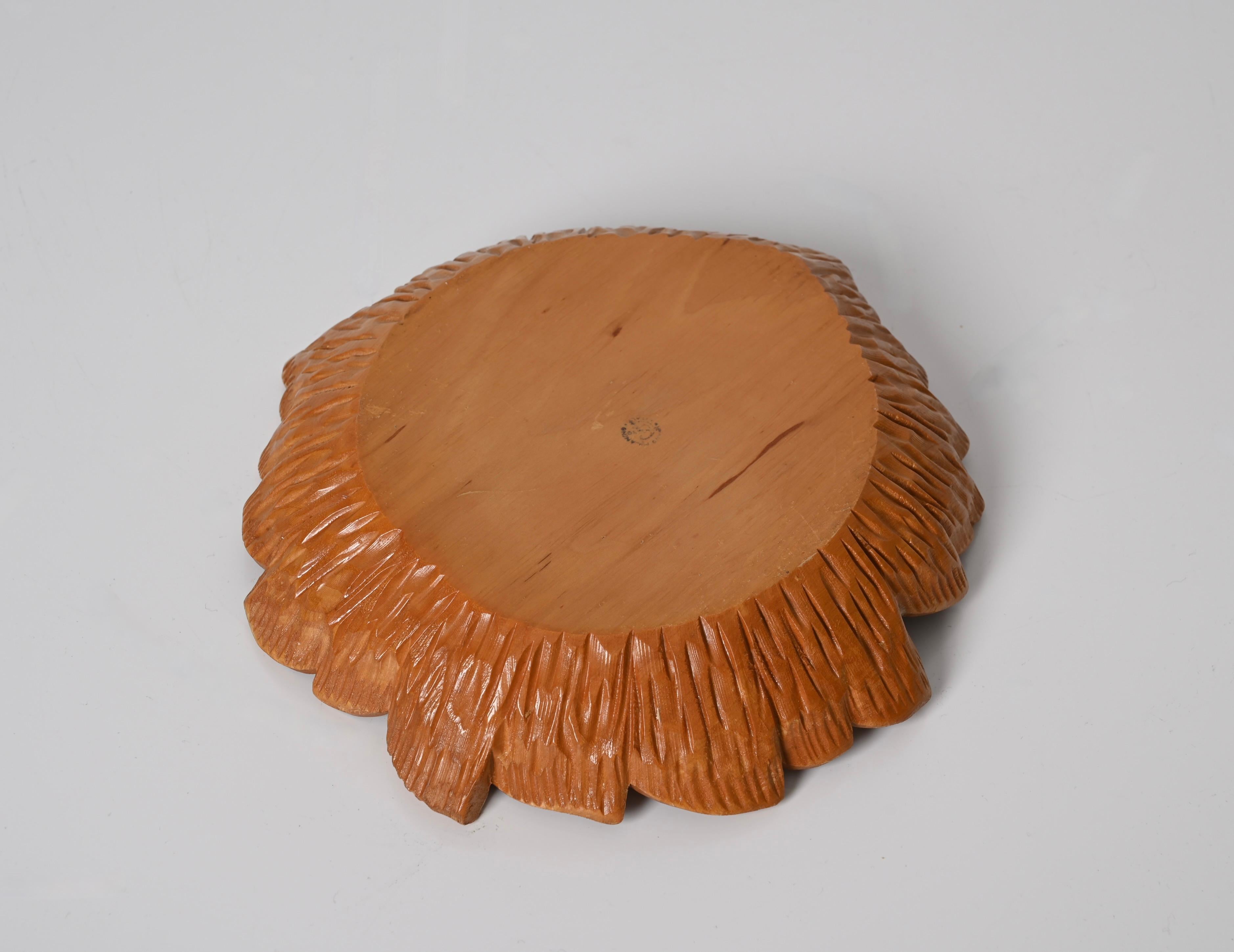 Italian Handmade Maple Leaf Shaped Centerpiece, Aldo Tura for Macabo, 1950s For Sale 9