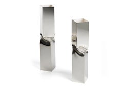 Italian Handmade Modern Silver Plate Vase "Torsion" by G. Malimpensa for Mesa