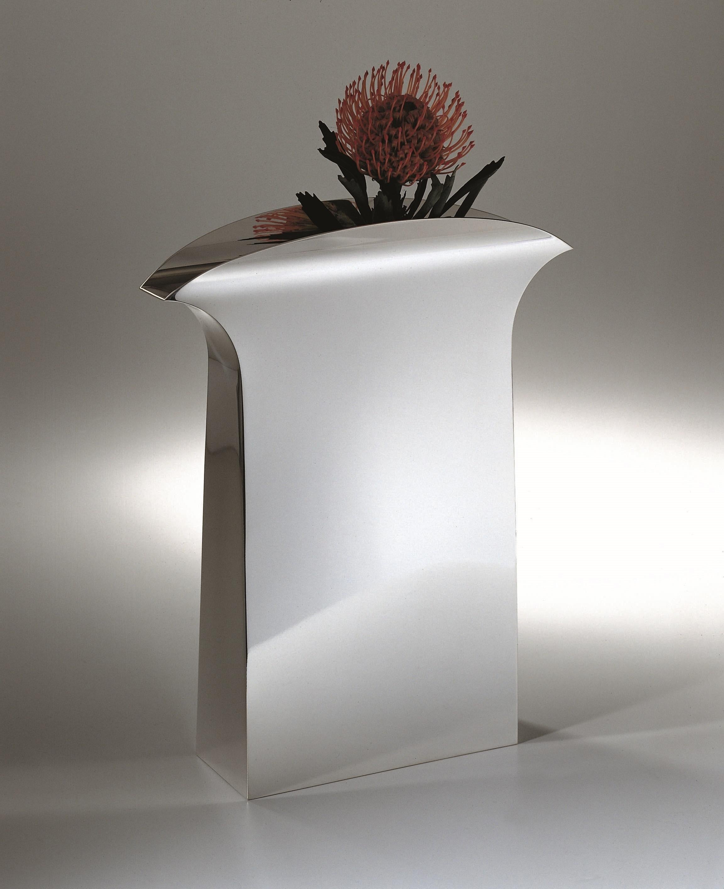 Contemporary Italian Handmade Modern Silver Plated Vase 