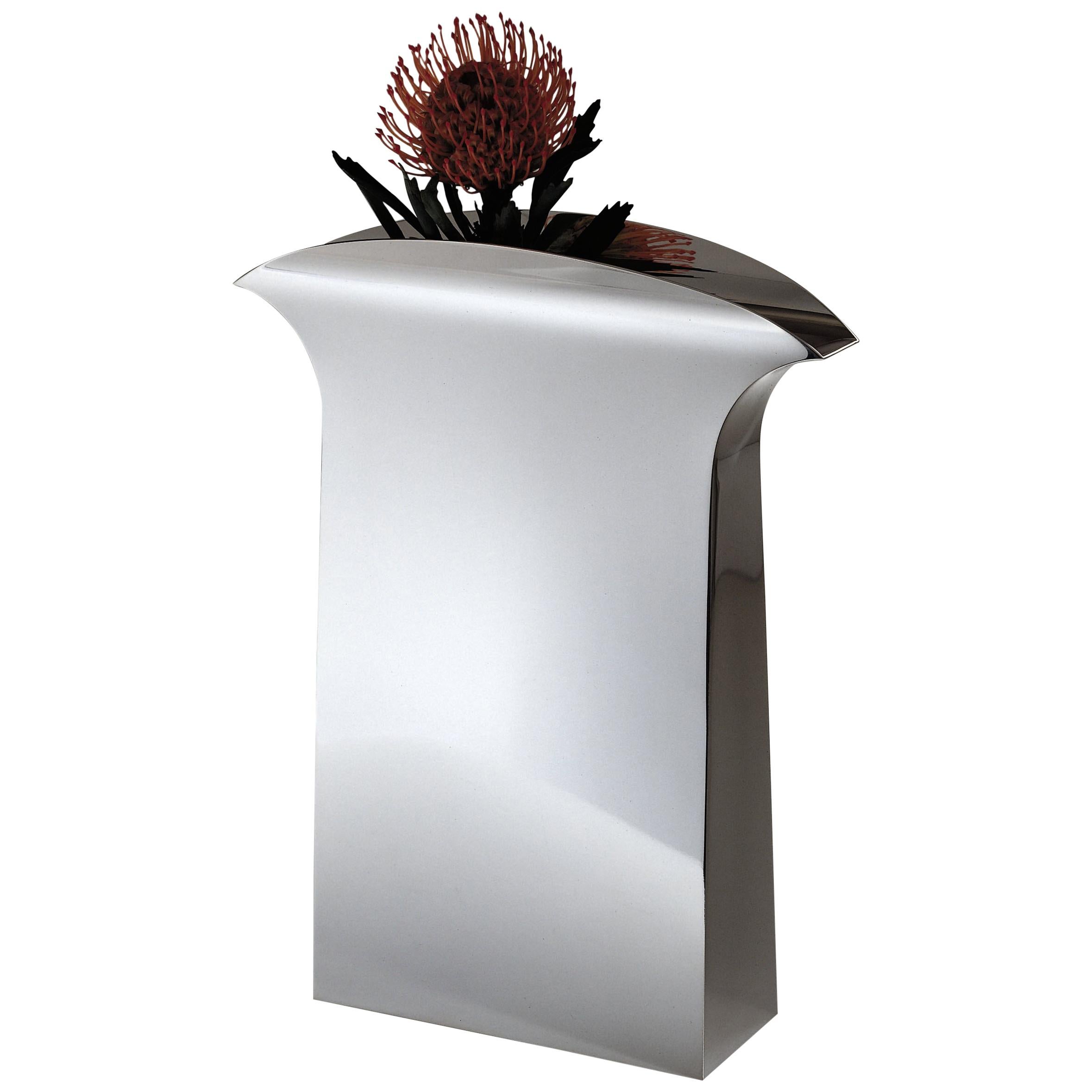 Italian Handmade Modern Silver Plated Vase "Papeete" by G. Malimpensa for Mesa For Sale