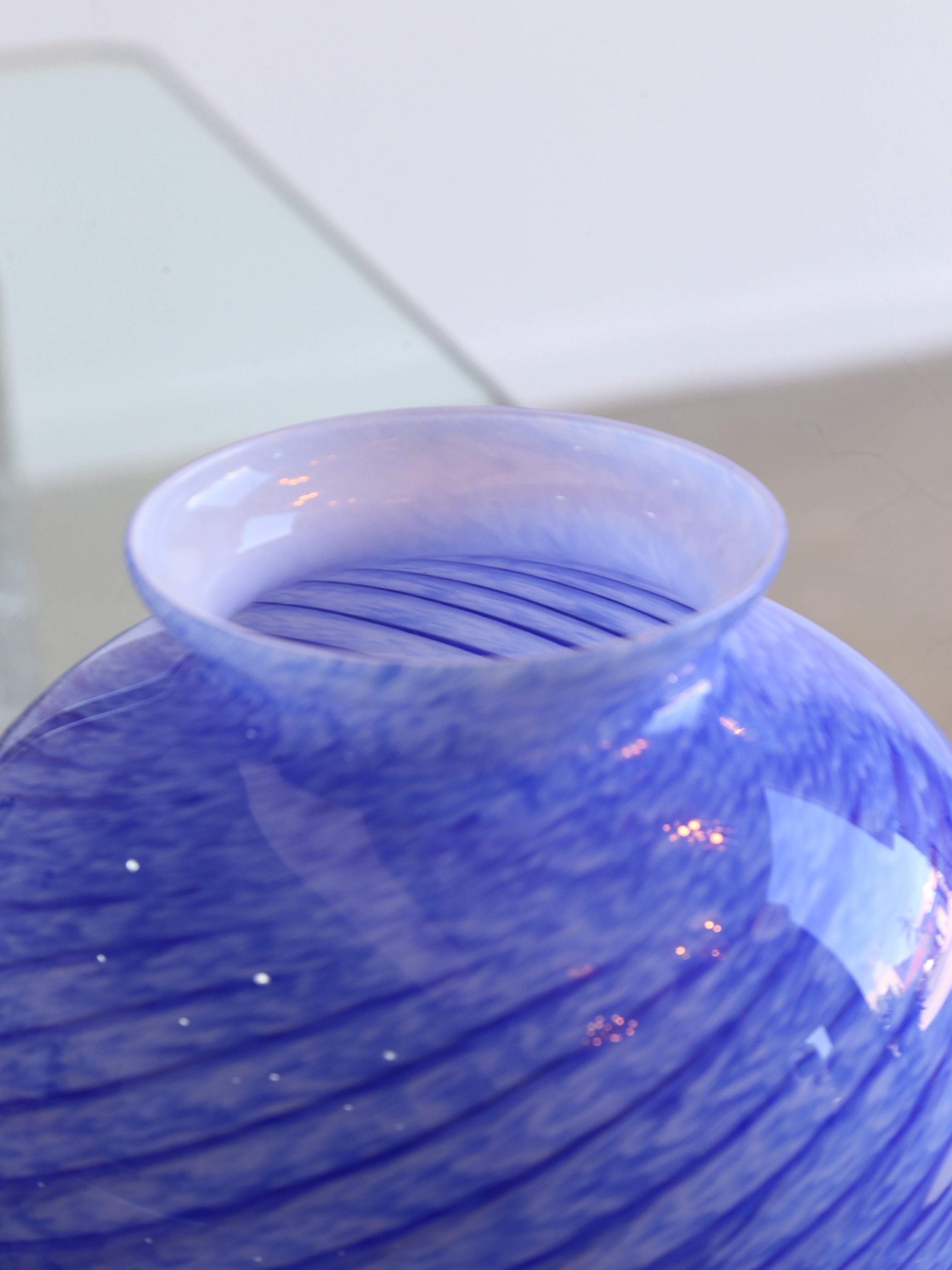 Italian Handmade Murano Glass Blue Vase, 1960s For Sale 2
