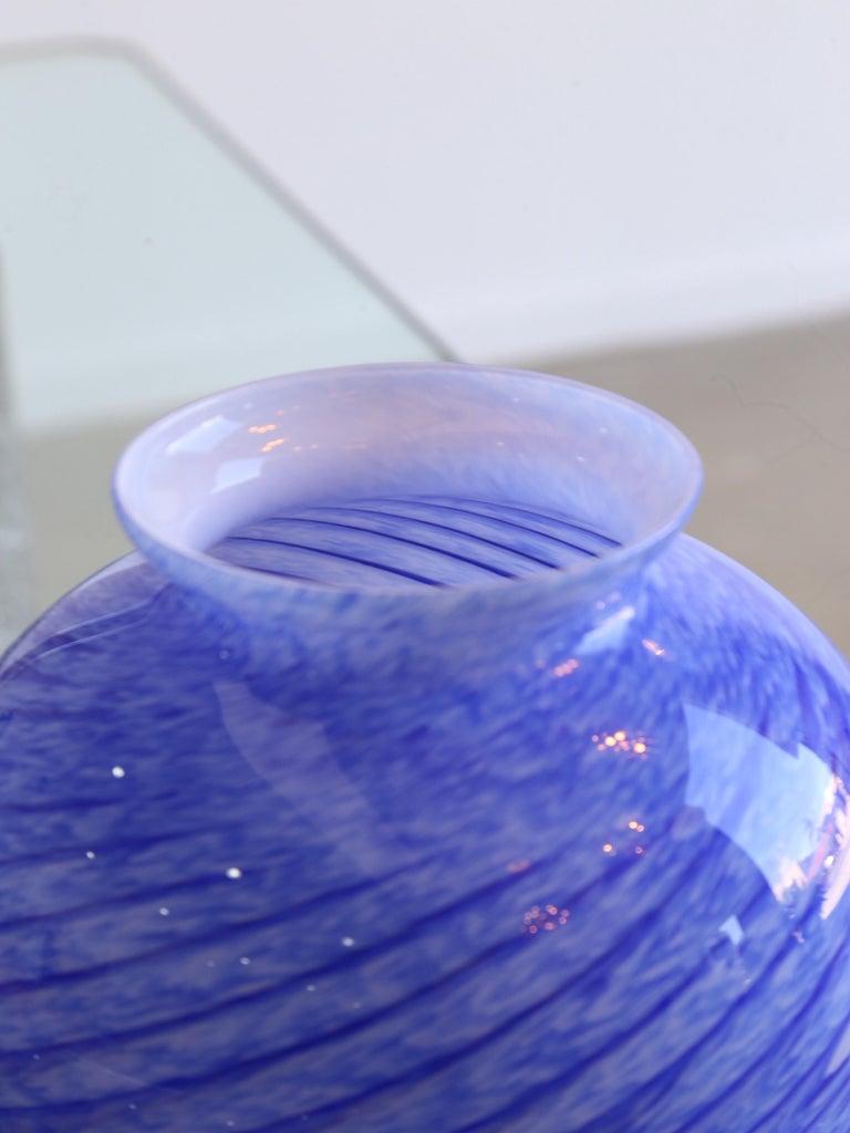 Italian Handmade Murano Glass Blue Vase, 1960s For Sale 1