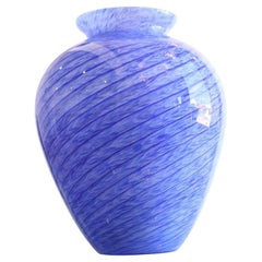 Jarrón italiano artesanal de cristal de Murano azul, años 60