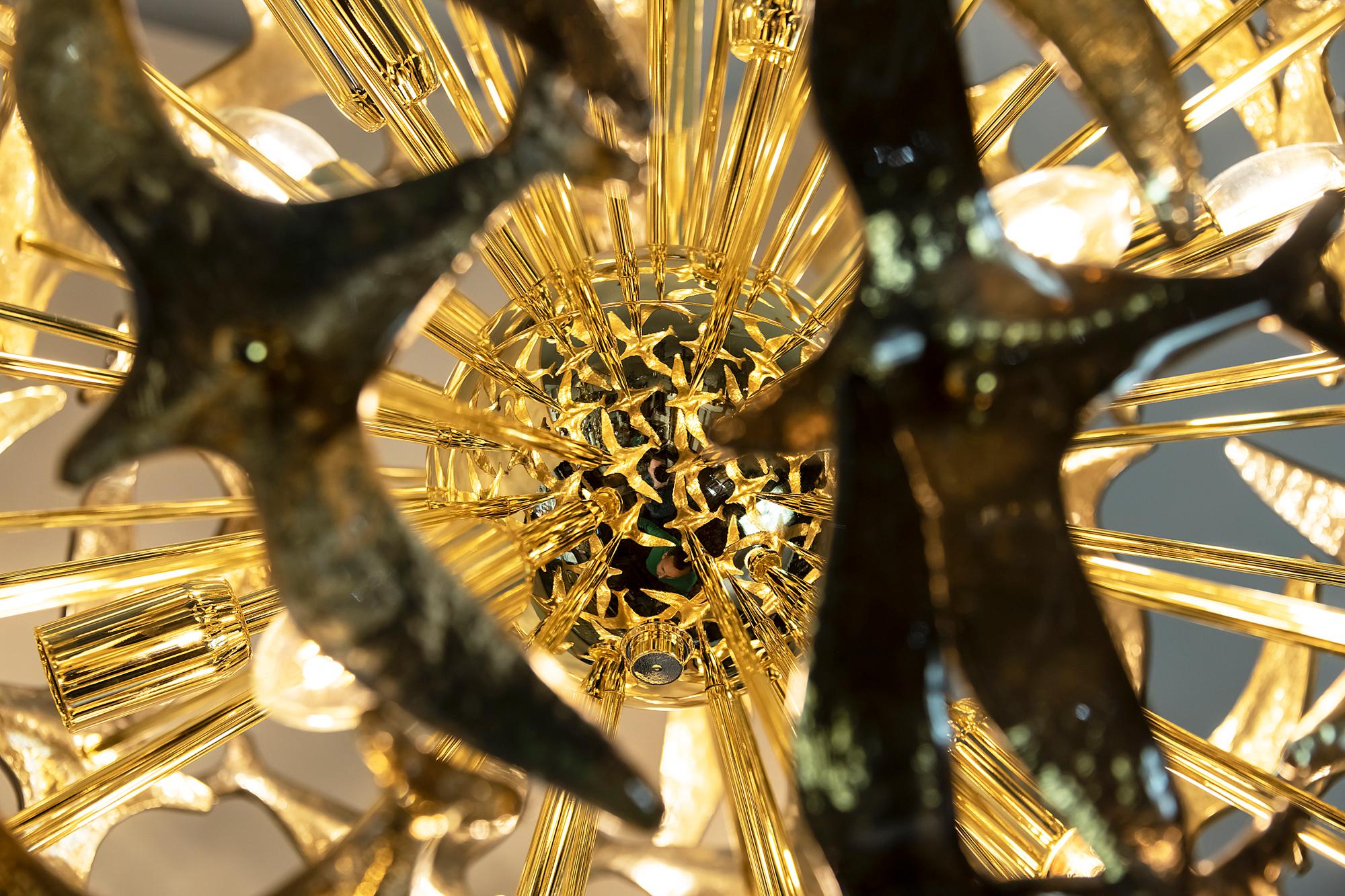 Italian Handmade Murano Glass / Brass Chandelier 2