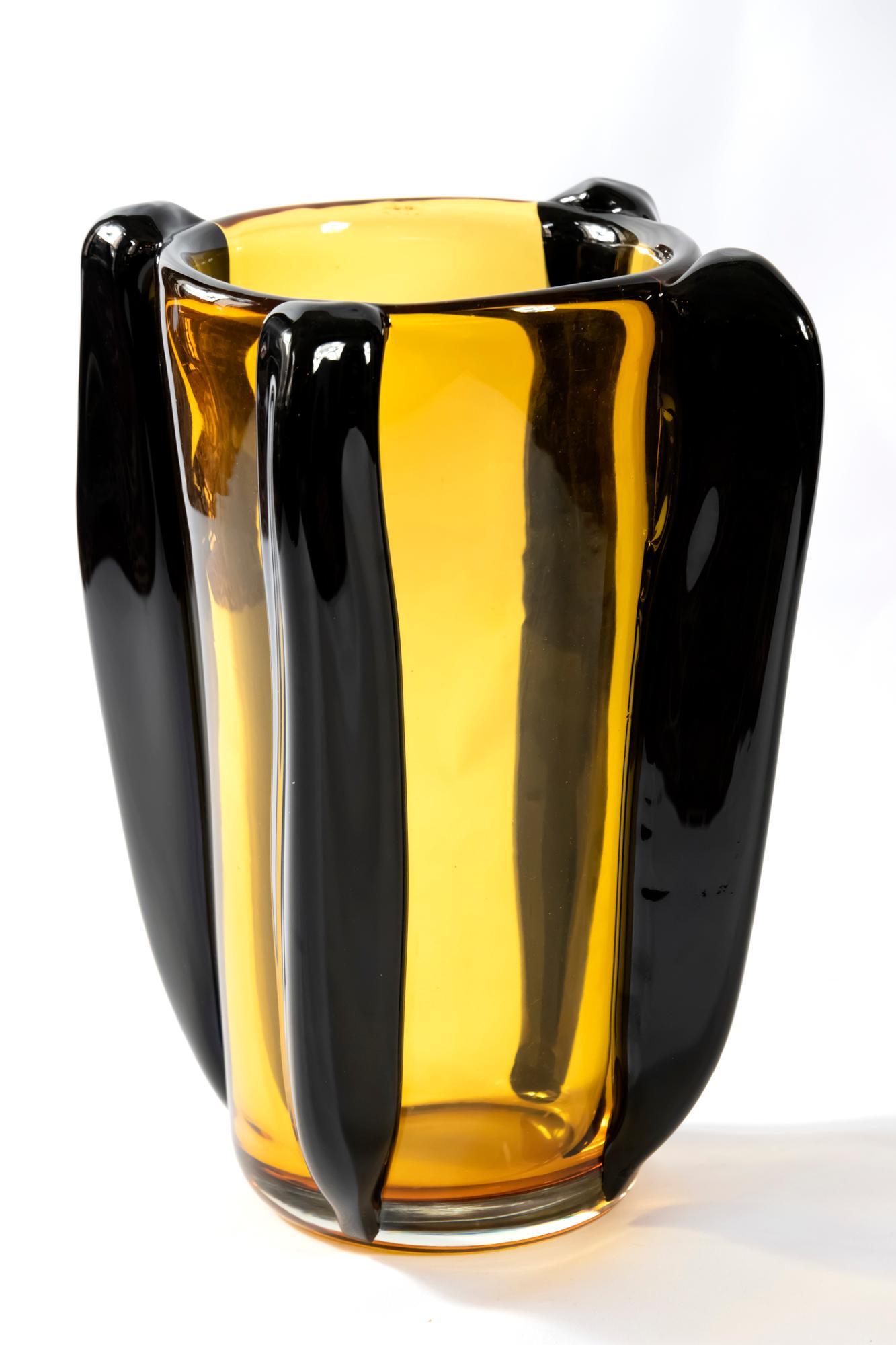 Italian vase is handmade of two color Murano glass.
The vase is very heavy and solid.
         