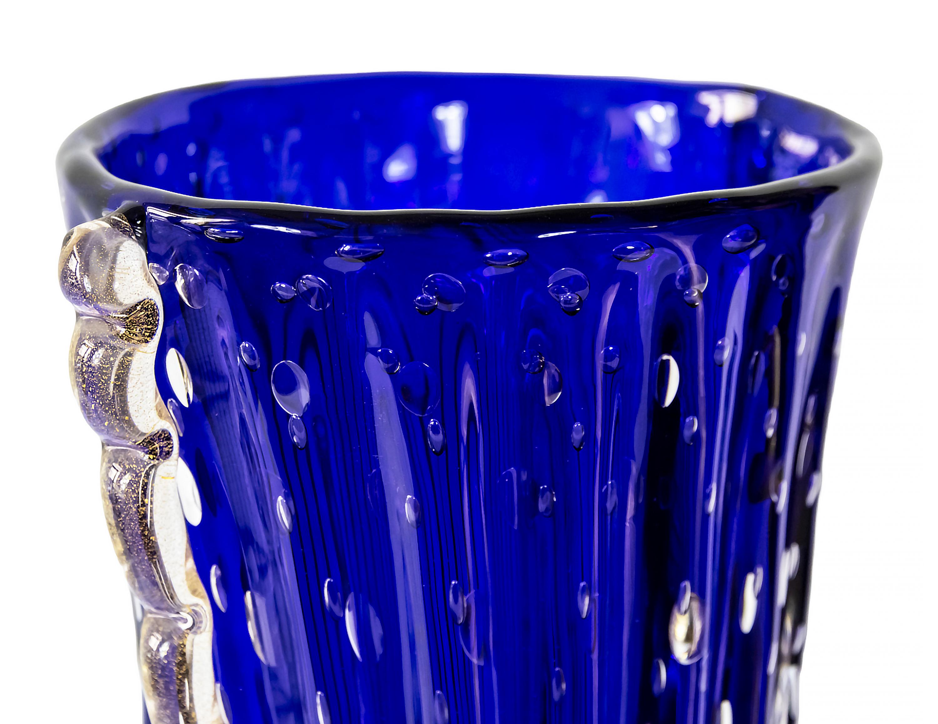 Hand-Crafted Italian Handmade Murano Glass Vase For Sale