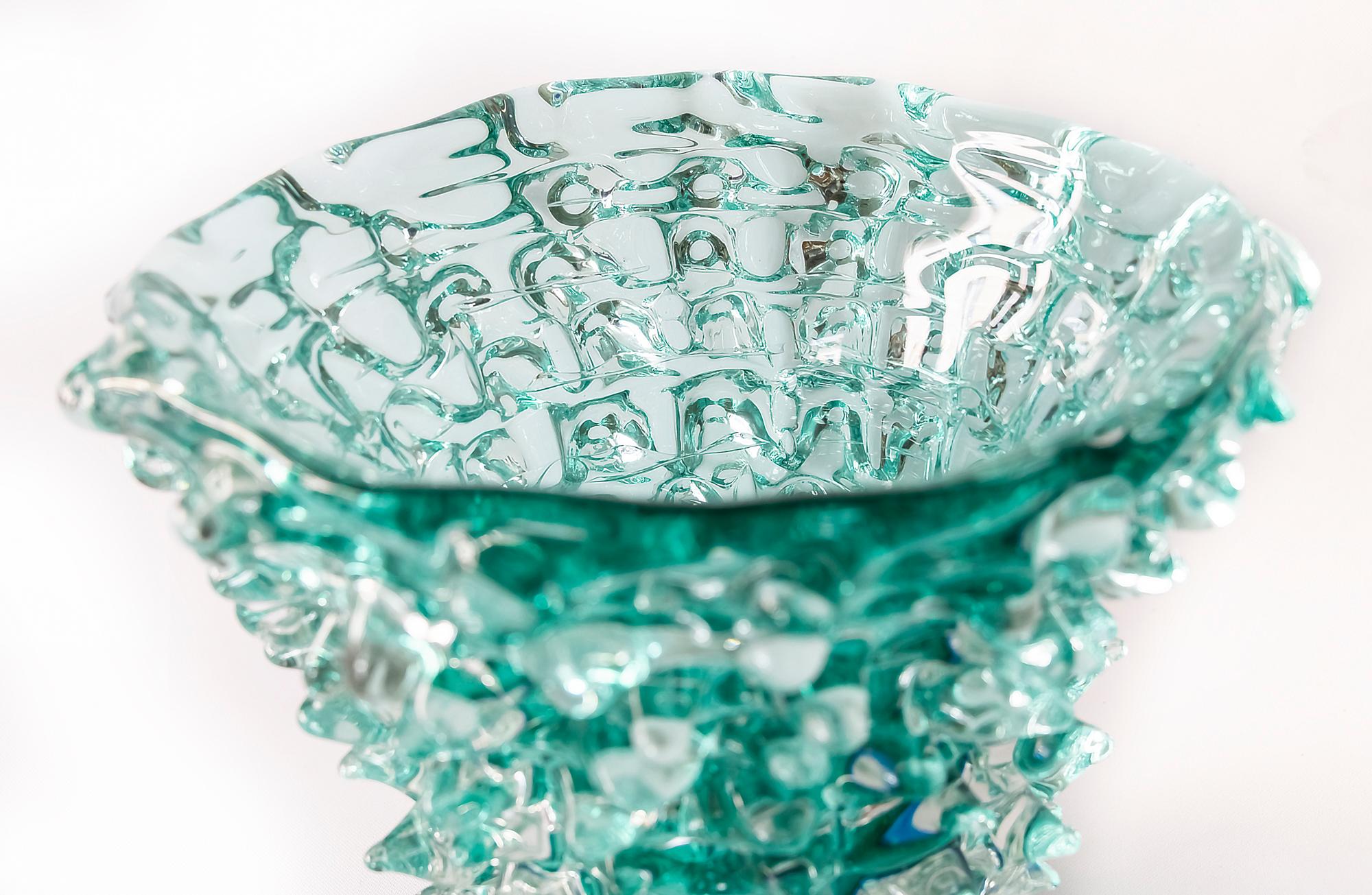 Hand-Crafted Italian Handmade Murano Glass Vase, Signed Camozzo