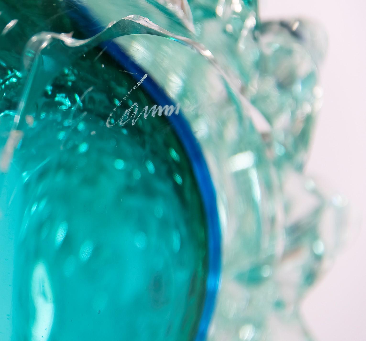 Italian Handmade Murano Glass Vase, Signed Camozzo 1