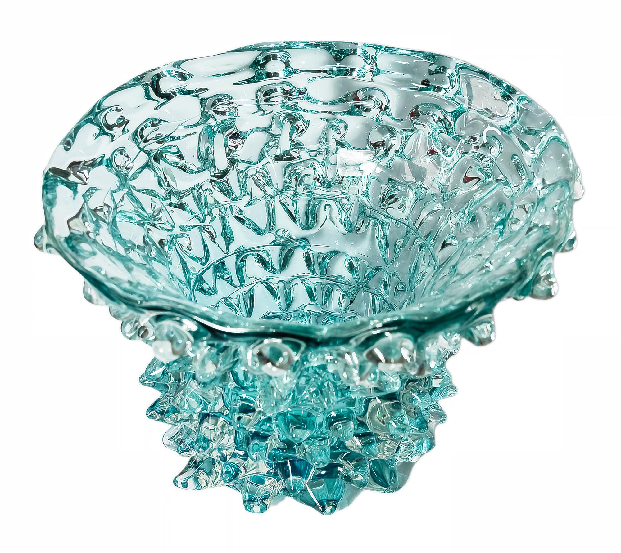 Hand-Crafted Italian Handmade Murano Glass Vase, Signed E. Camozzo