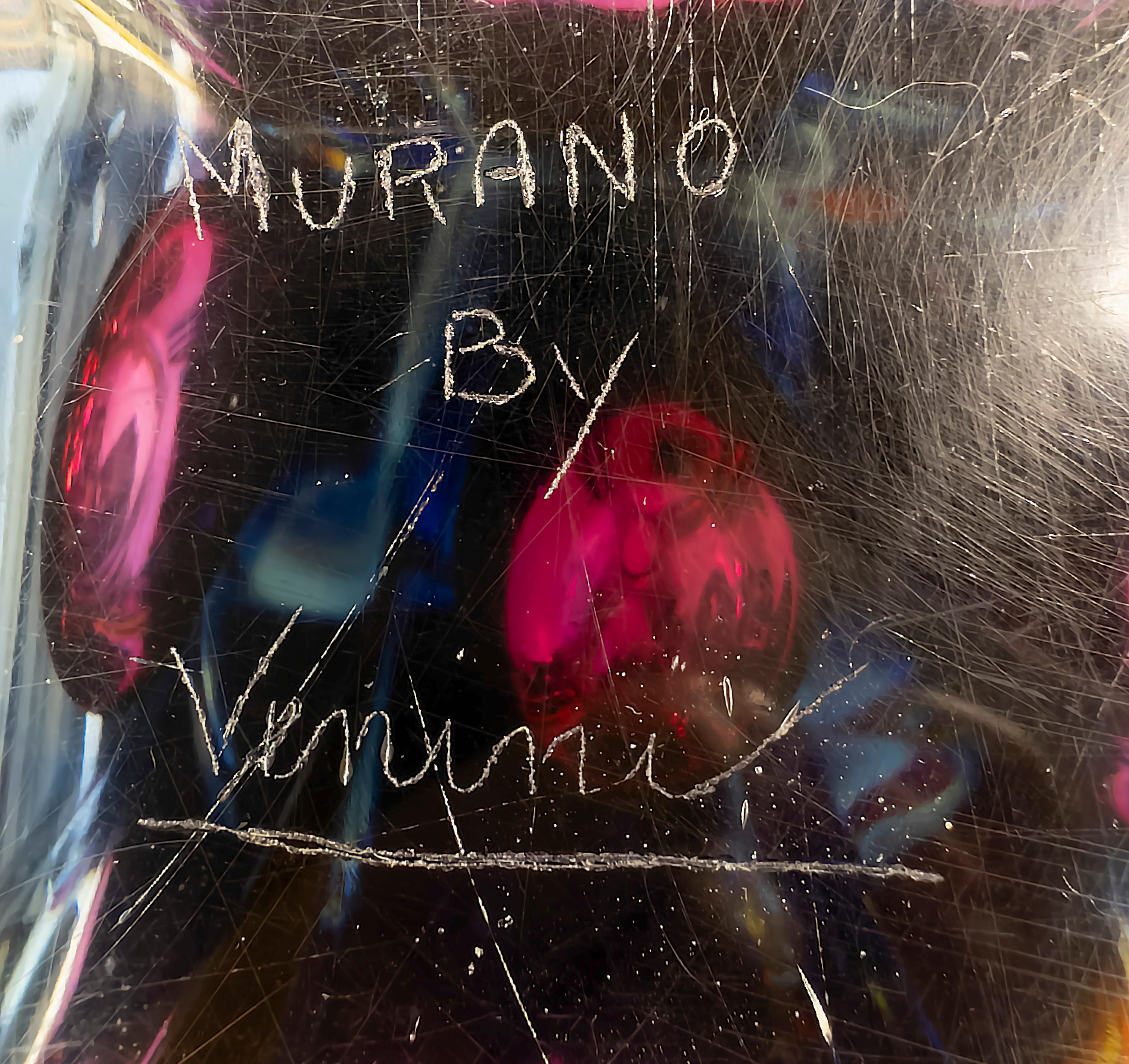 Jarrón italiano de cristal de Murano hecho a mano firmado Venini, años 60 en Bueno estado para la venta en Vilnius, LT