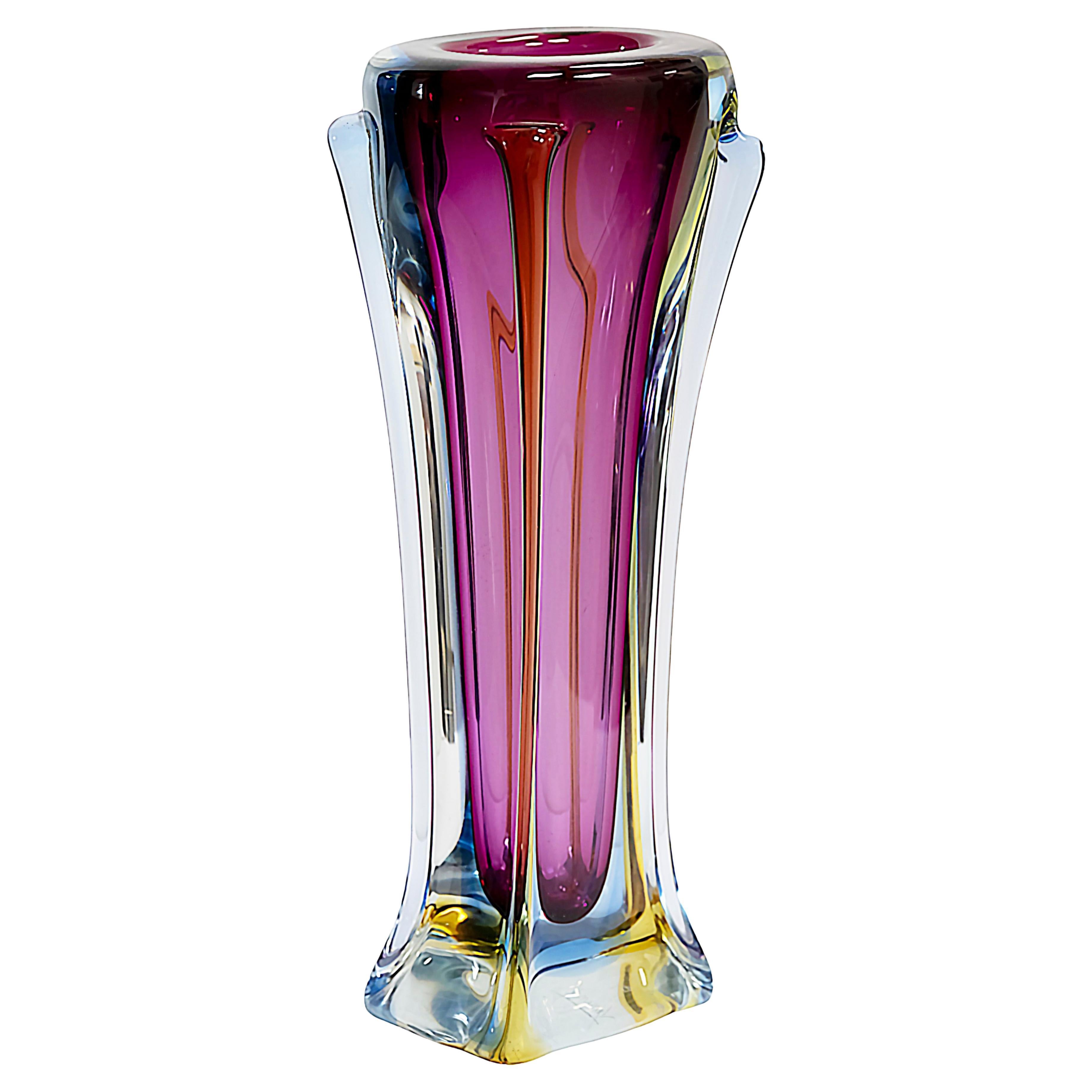 Italian Handmade Murano Glass Vase signed Venini, 1960's