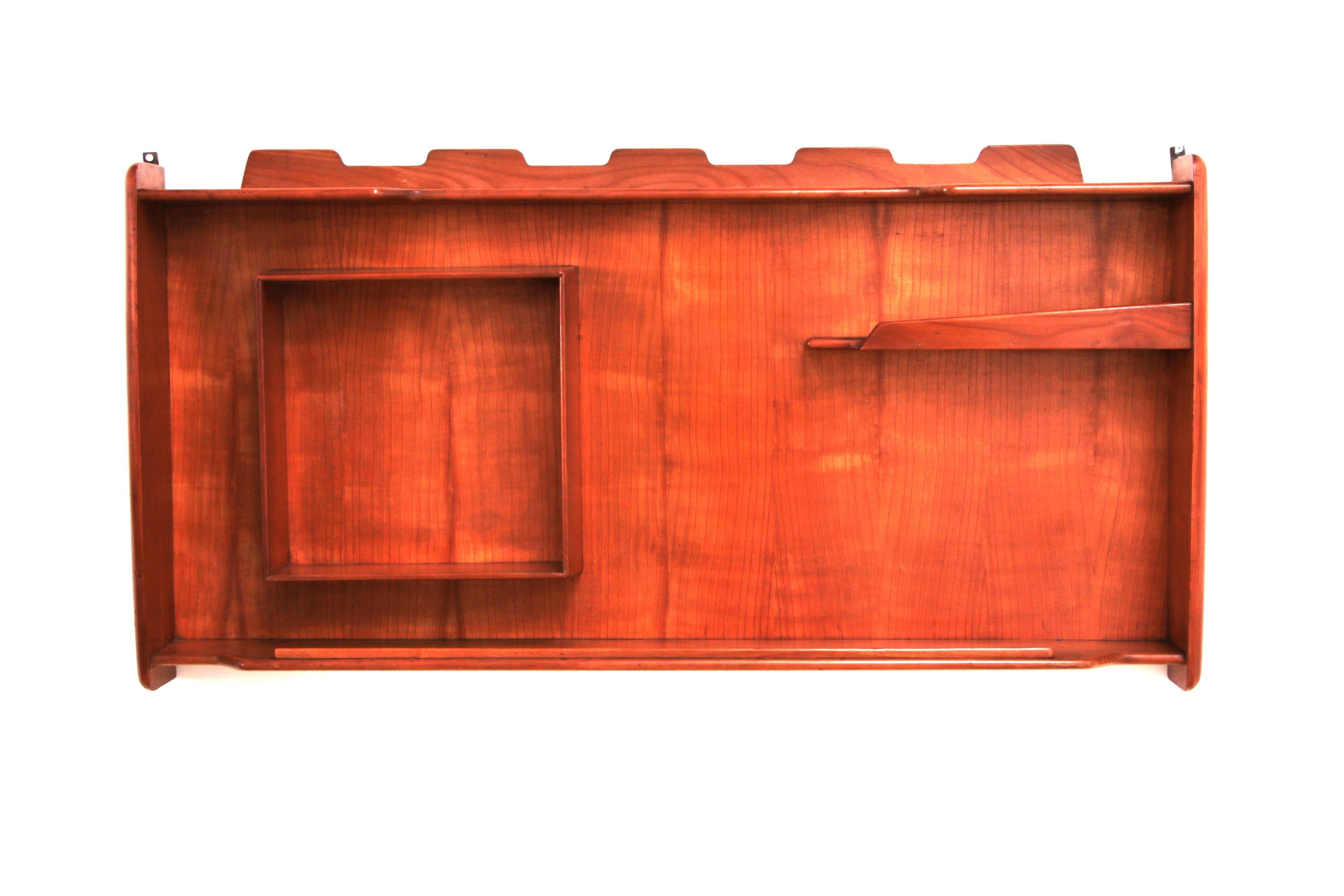 Mid-Century Modern Italian Handmade Walnut wall cabinet from the 1960s. For Sale