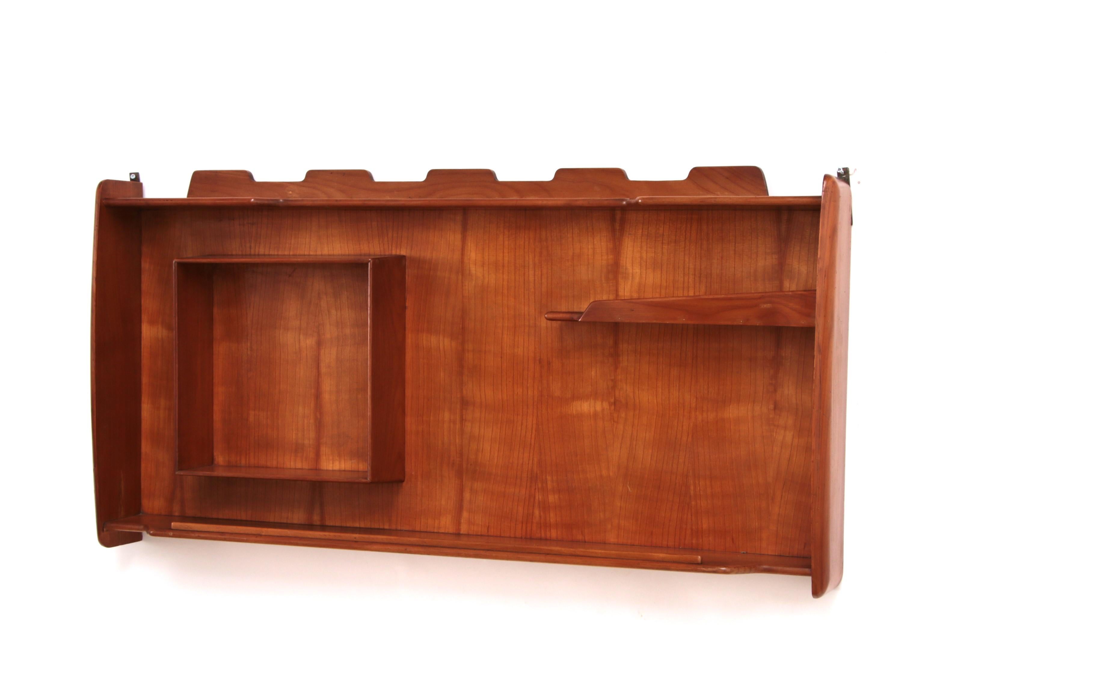 Mid-20th Century Italian Handmade Walnut wall cabinet from the 1960s. For Sale