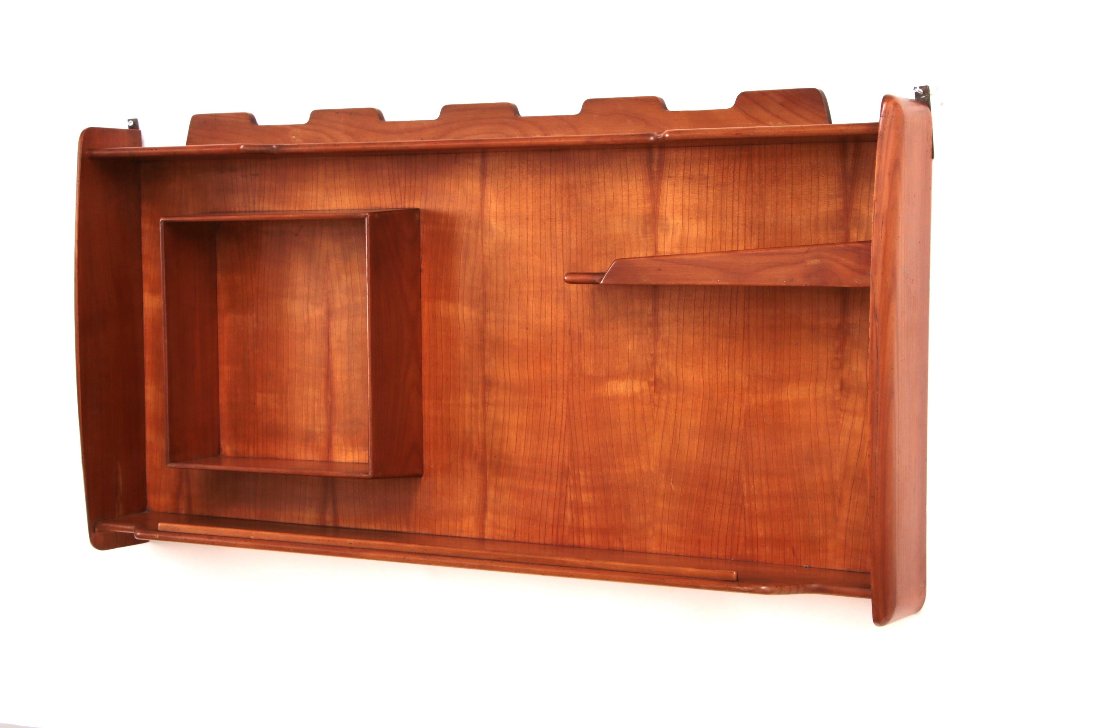 Italian Handmade Walnut wall cabinet from the 1960s. For Sale 1