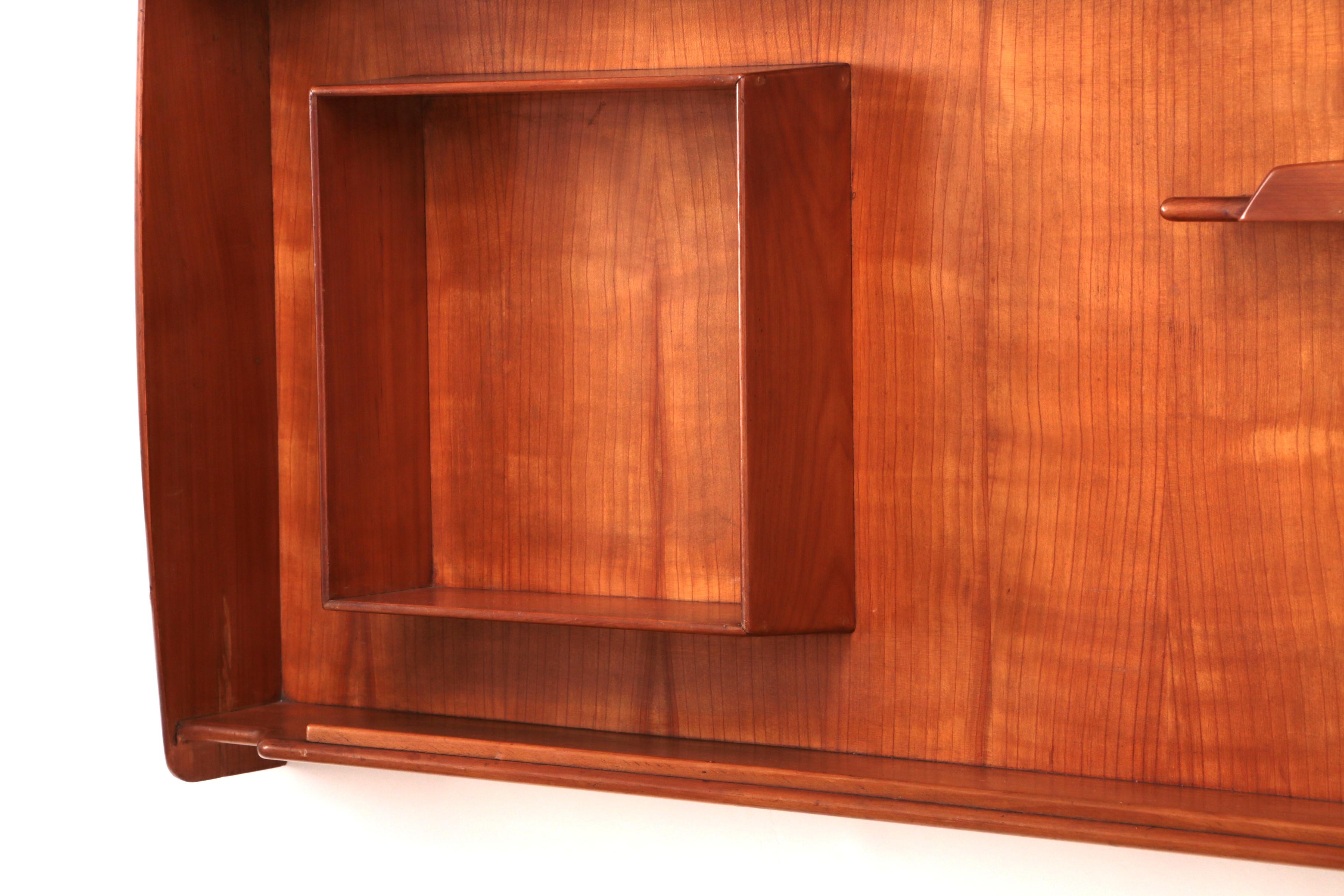 Italian Handmade Walnut wall cabinet from the 1960s. For Sale 3