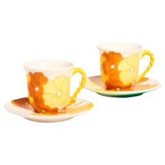 Italian Handpainted Flower Coffee Set