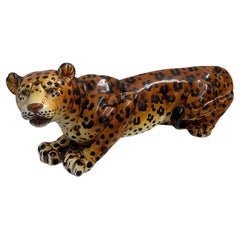 Retro Italian Handpainted Leopard in Ceramic, 1950s