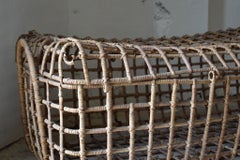 Italian Handwoven Bamboo Basket, 1970's