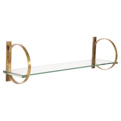 Italian Hanging Console Brass Thick Glass Table