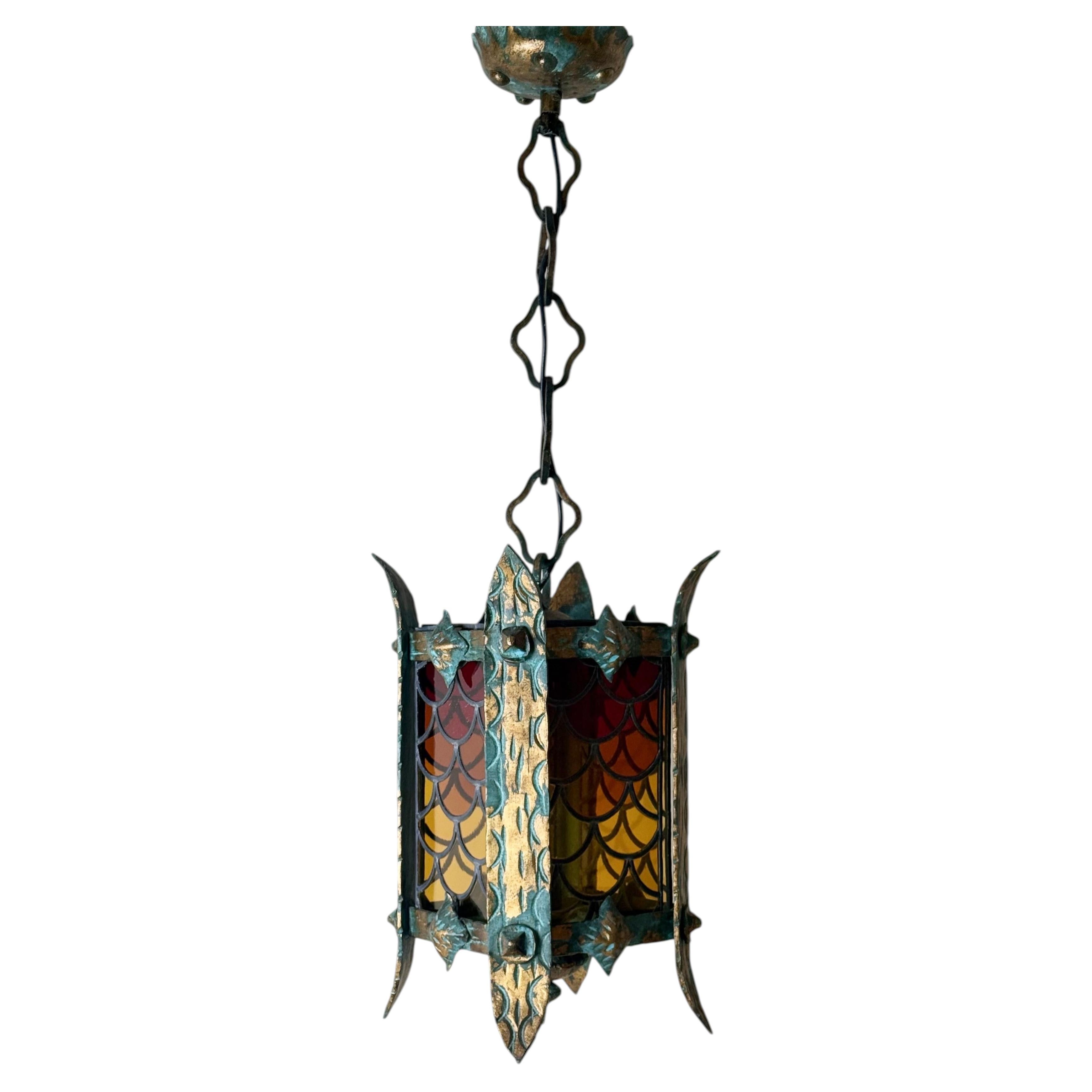 Giant Italian Hanging Lantern from the 1960s Exquisite Hand-Forged Craftsmanship For Sale