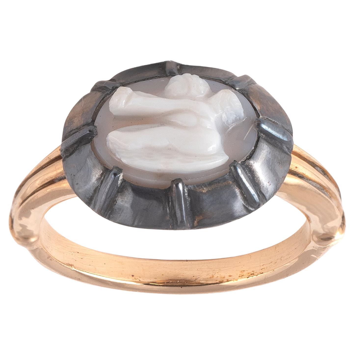 Italian Hardstone Cupid Cameo Ring 2nd-3rd century AD