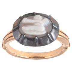 Antique Italian Hardstone Cupid Cameo Ring 2nd-3rd century AD