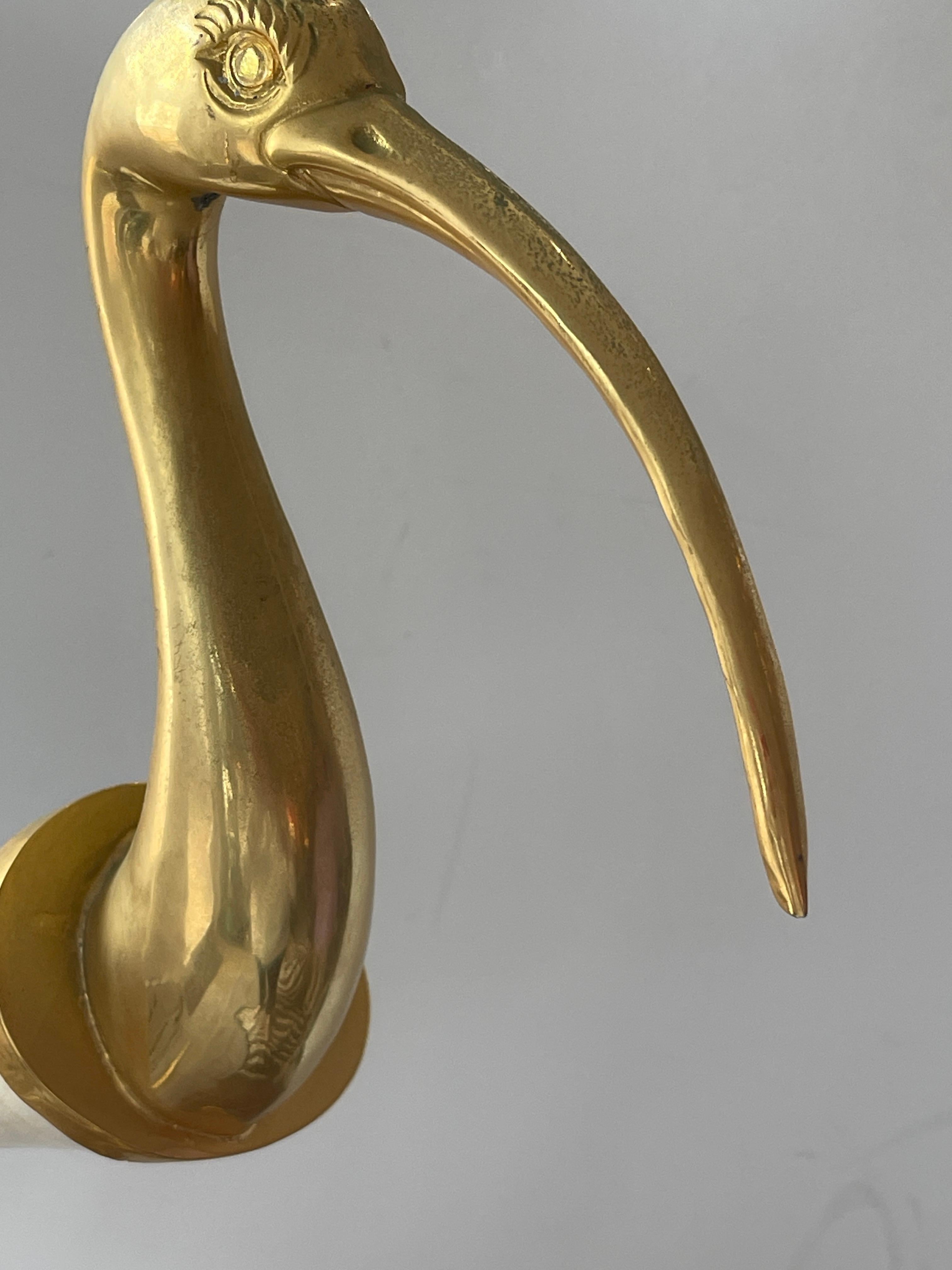 Late 20th Century Italian Hauy Pouigo Perched Bird Sculpture with Horn & Dore Bronze For Sale