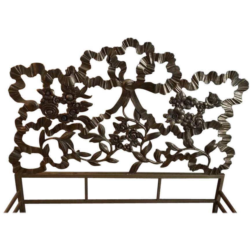 Italian Headboard in Bronze, 1940s For Sale