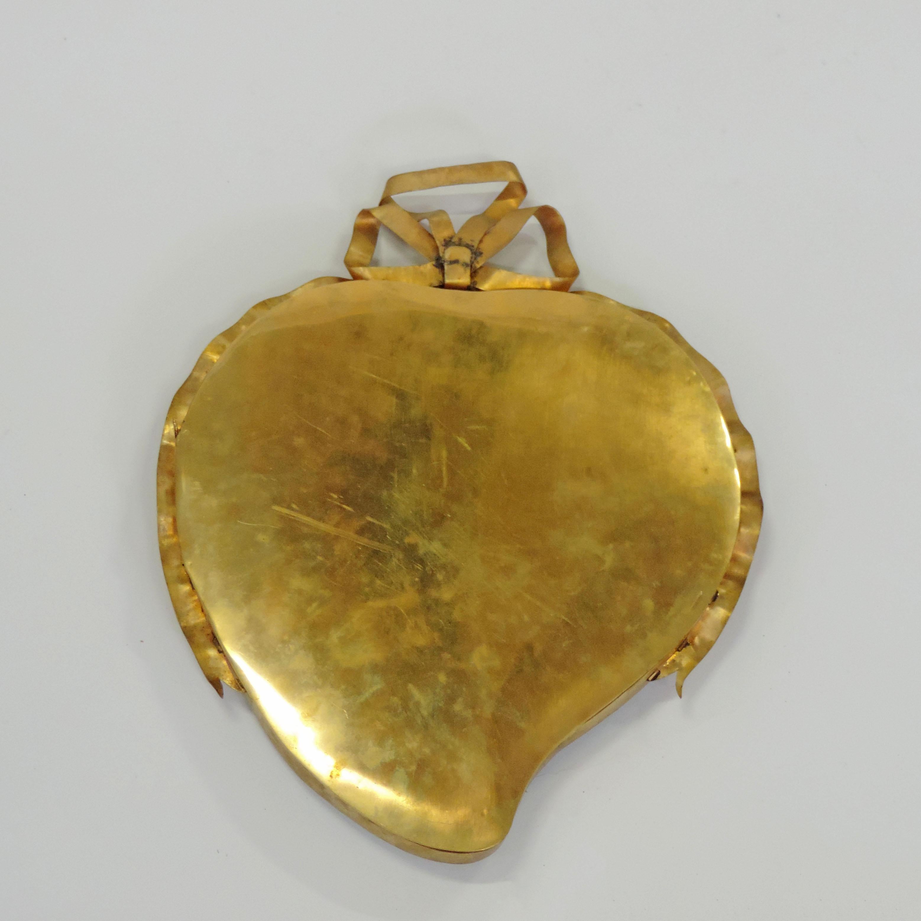 Mid-Century Modern Italian Heart-Shaped Gold Metal Wall Frame, 1950s For Sale