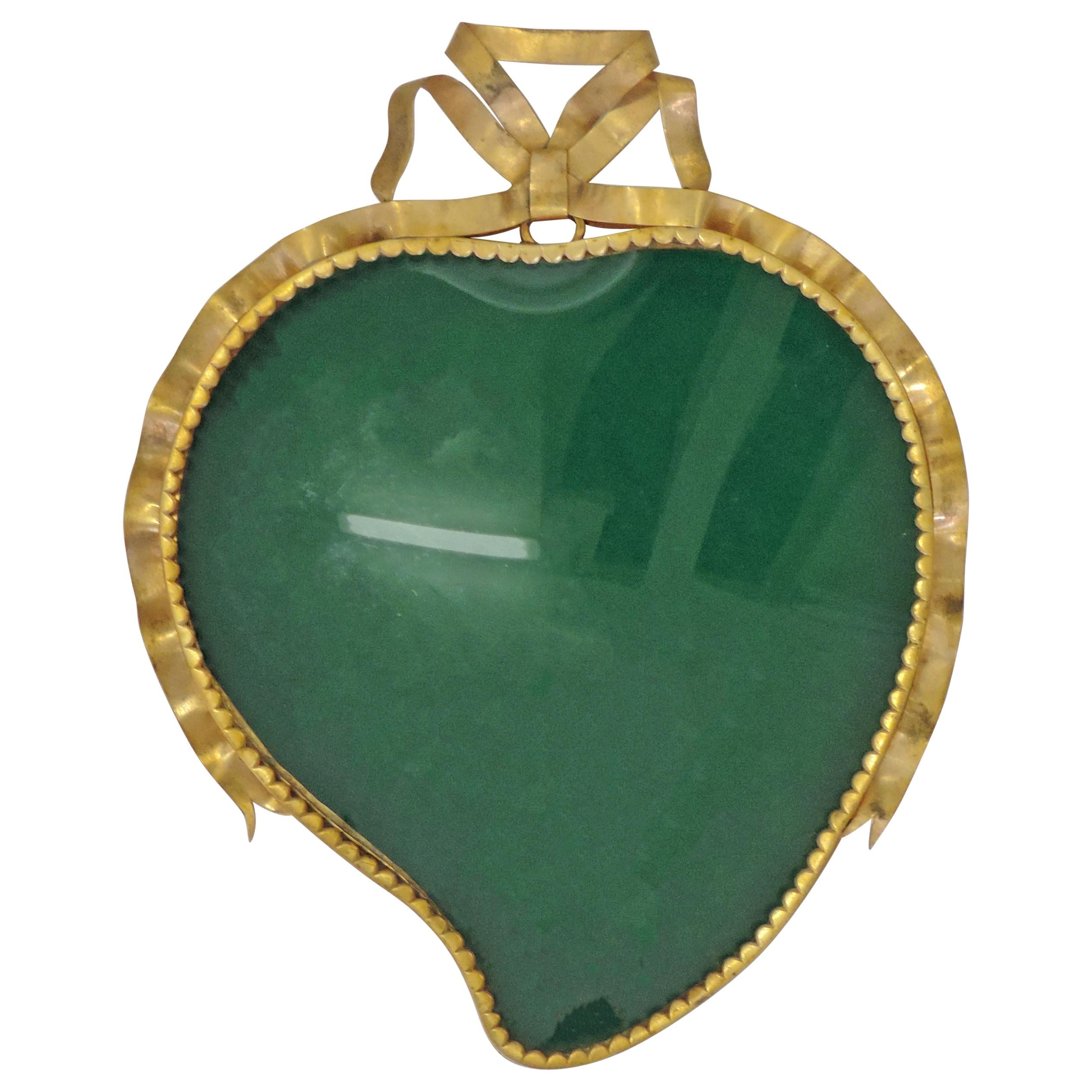 Italian Heart-Shaped Gold Metal Wall Frame, 1950s For Sale