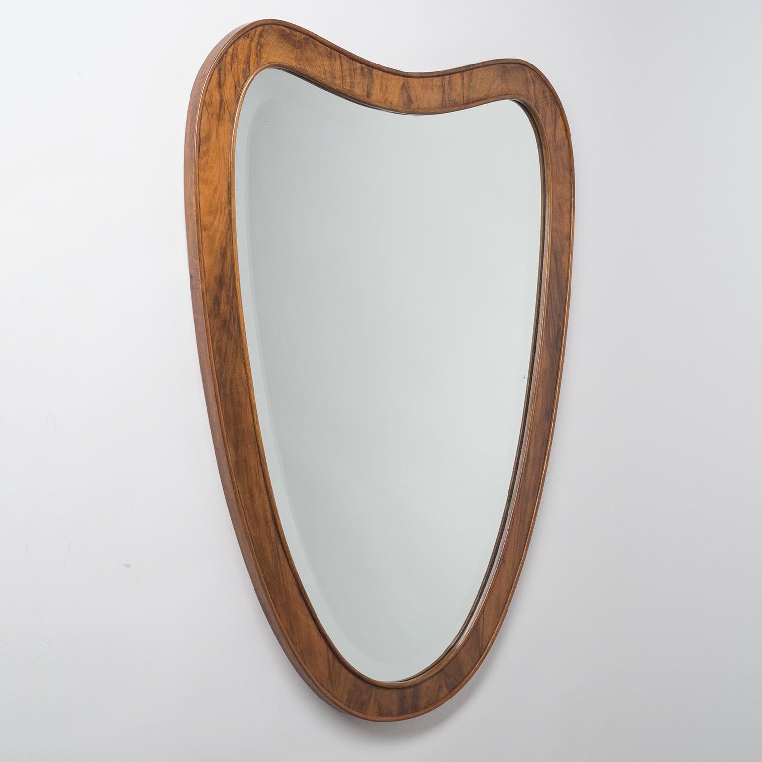 Italian Heart-Shaped Mirror, circa 1940, Walnut Frame 5