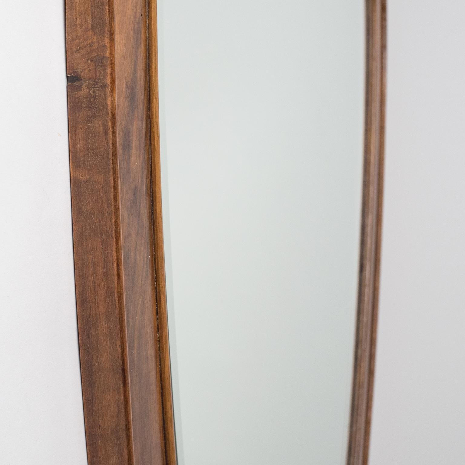 Mid-20th Century Italian Heart-Shaped Mirror, circa 1940, Walnut Frame