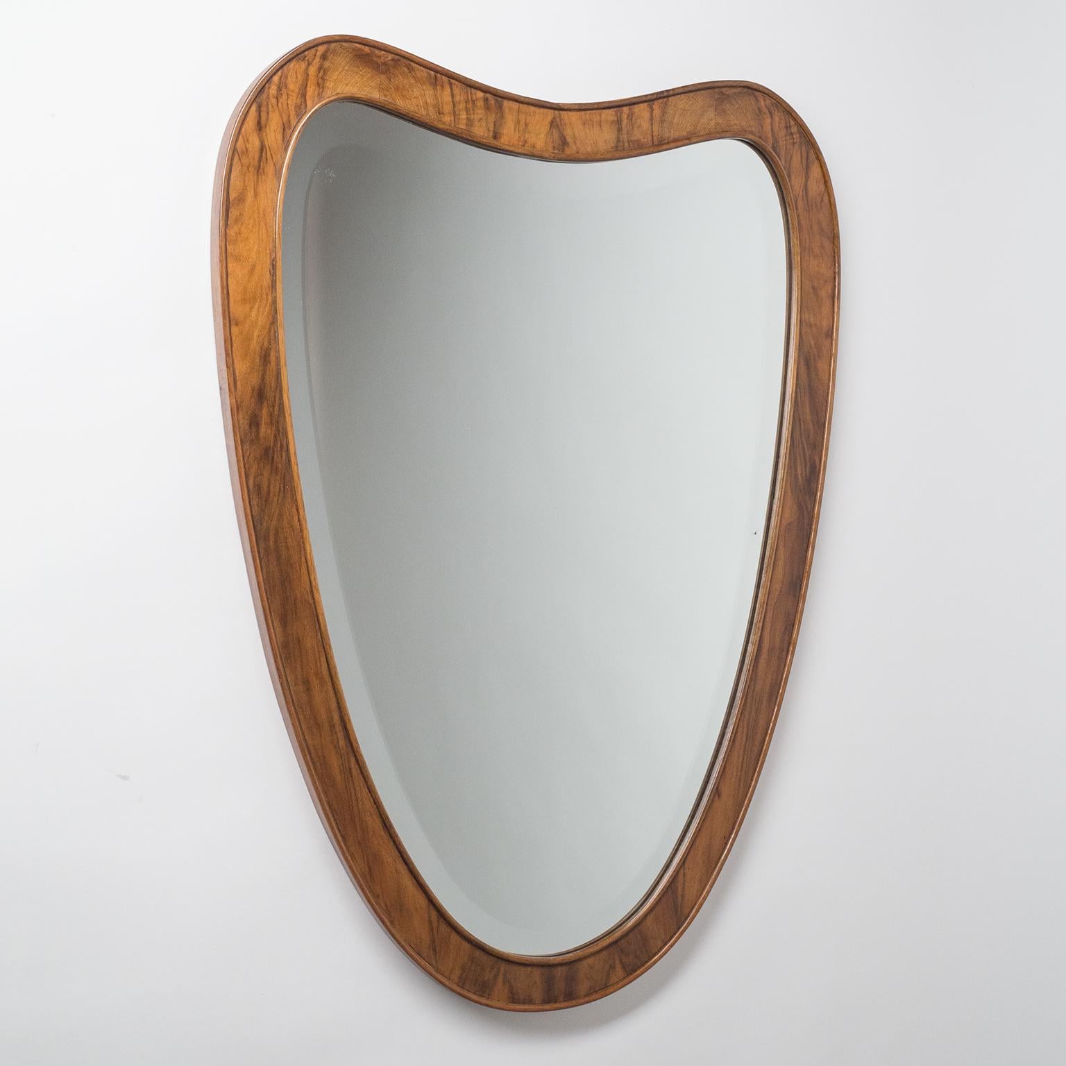 Italian Heart-Shaped Mirror, circa 1940, Walnut Frame 3