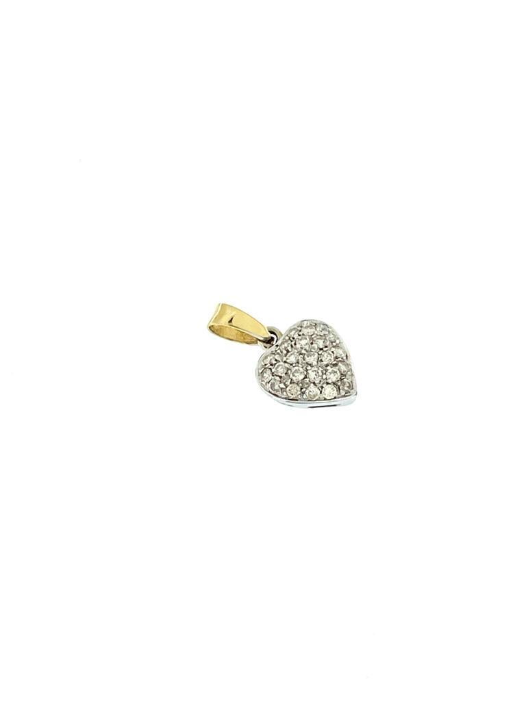 Modern Italian Heart Yellow and White Gold with Diamonds For Sale