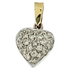 Italian Heart Yellow and White Gold with Diamonds For Sale