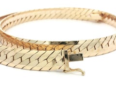 Italian Heavy 14k Yellow Gold 8.7mm Wide Flat Curb Herringbone Link 16" Necklace