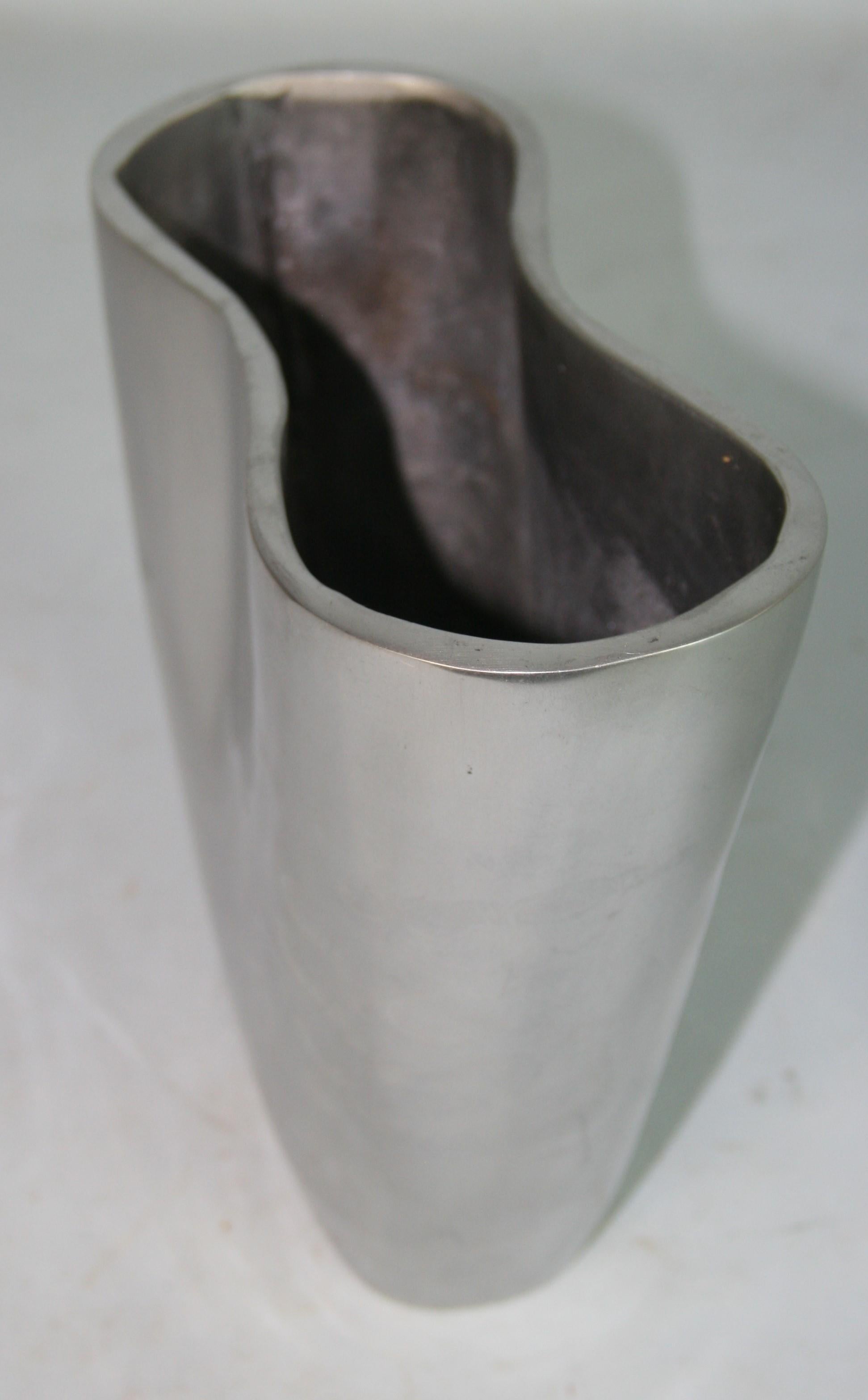 European Italian Heavy Aluminum Sculptural Vase 1960's For Sale