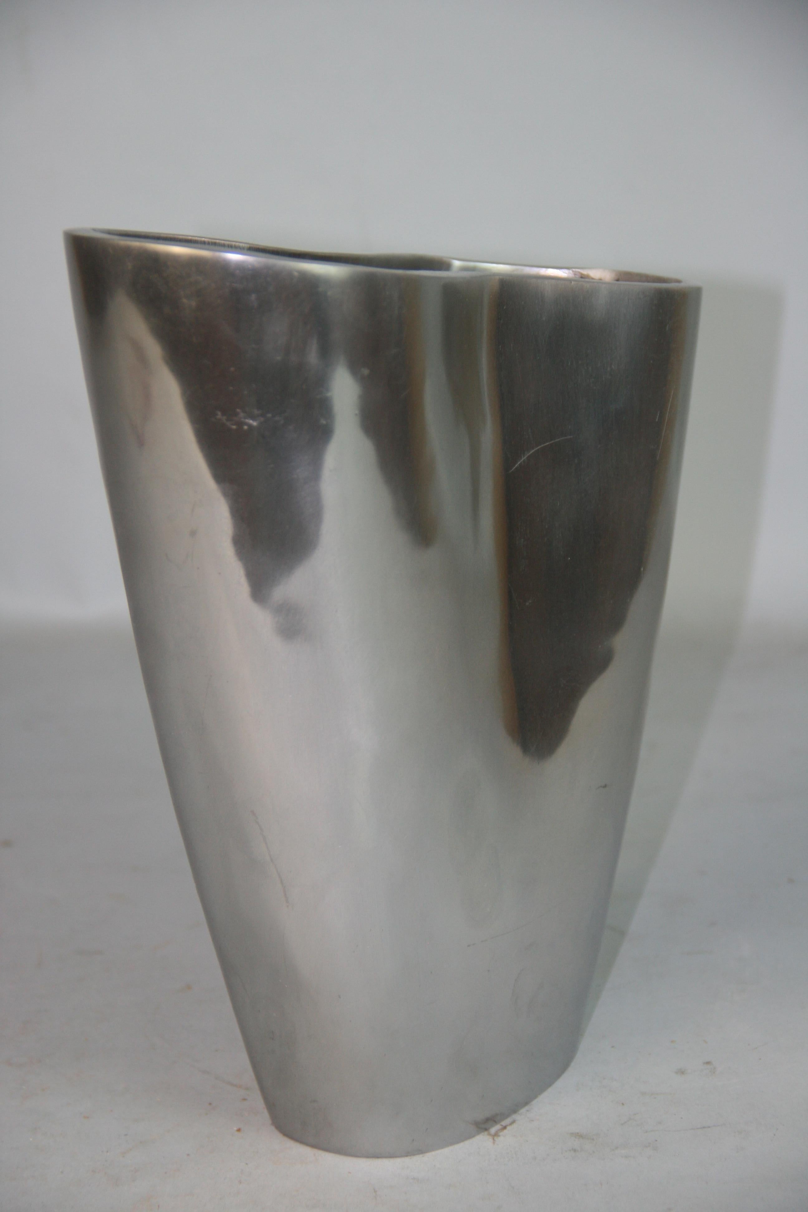 Italian Heavy Aluminum Sculptural Vase 1960's 1