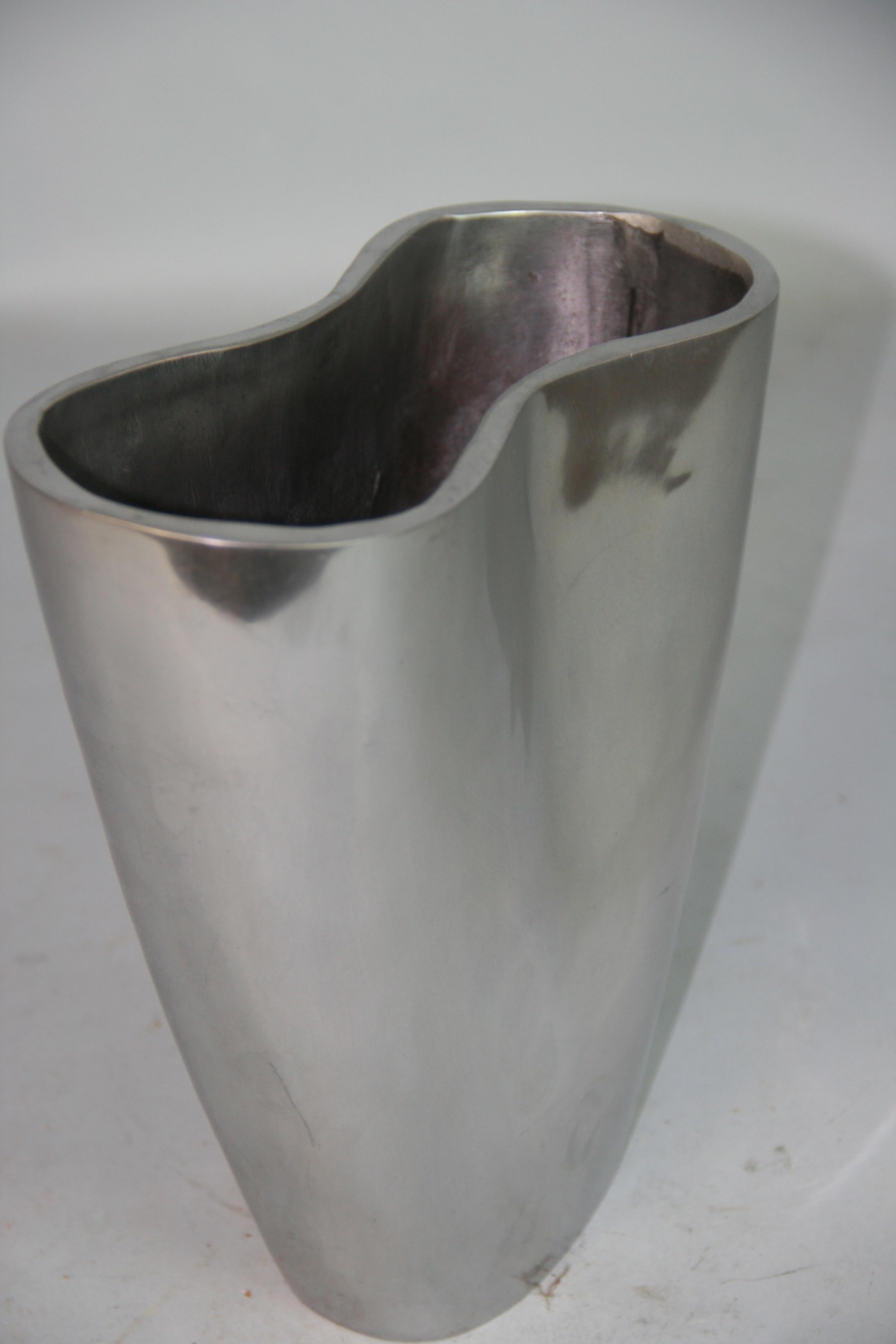 Italian Heavy Aluminum Sculptural Vase 1960's For Sale 2