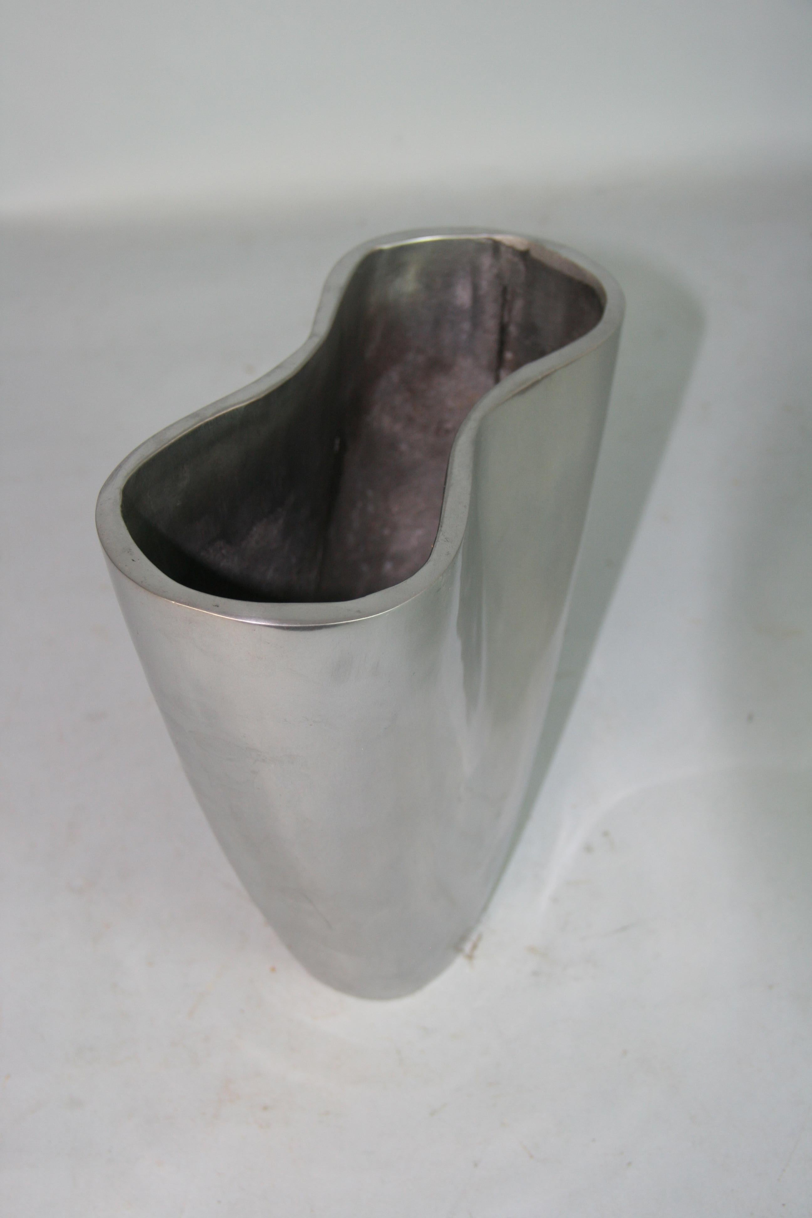 Italian Heavy Aluminum Sculptural Vase 1960's For Sale 3