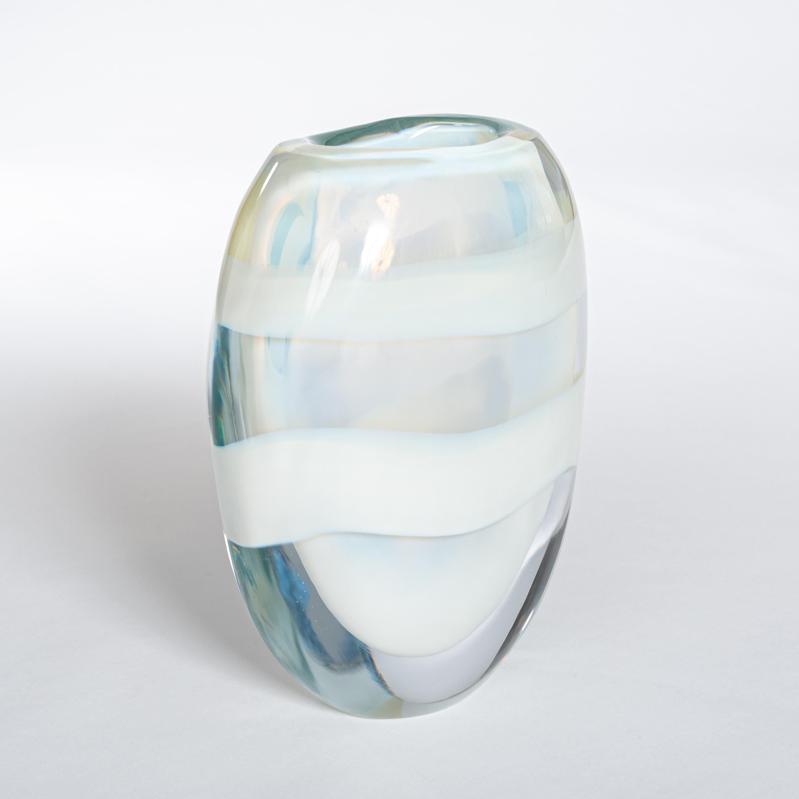 Contemporary Modern Italian Heavy Opalescent Murano Glass Vase Signed by P. Signoretto For Sale