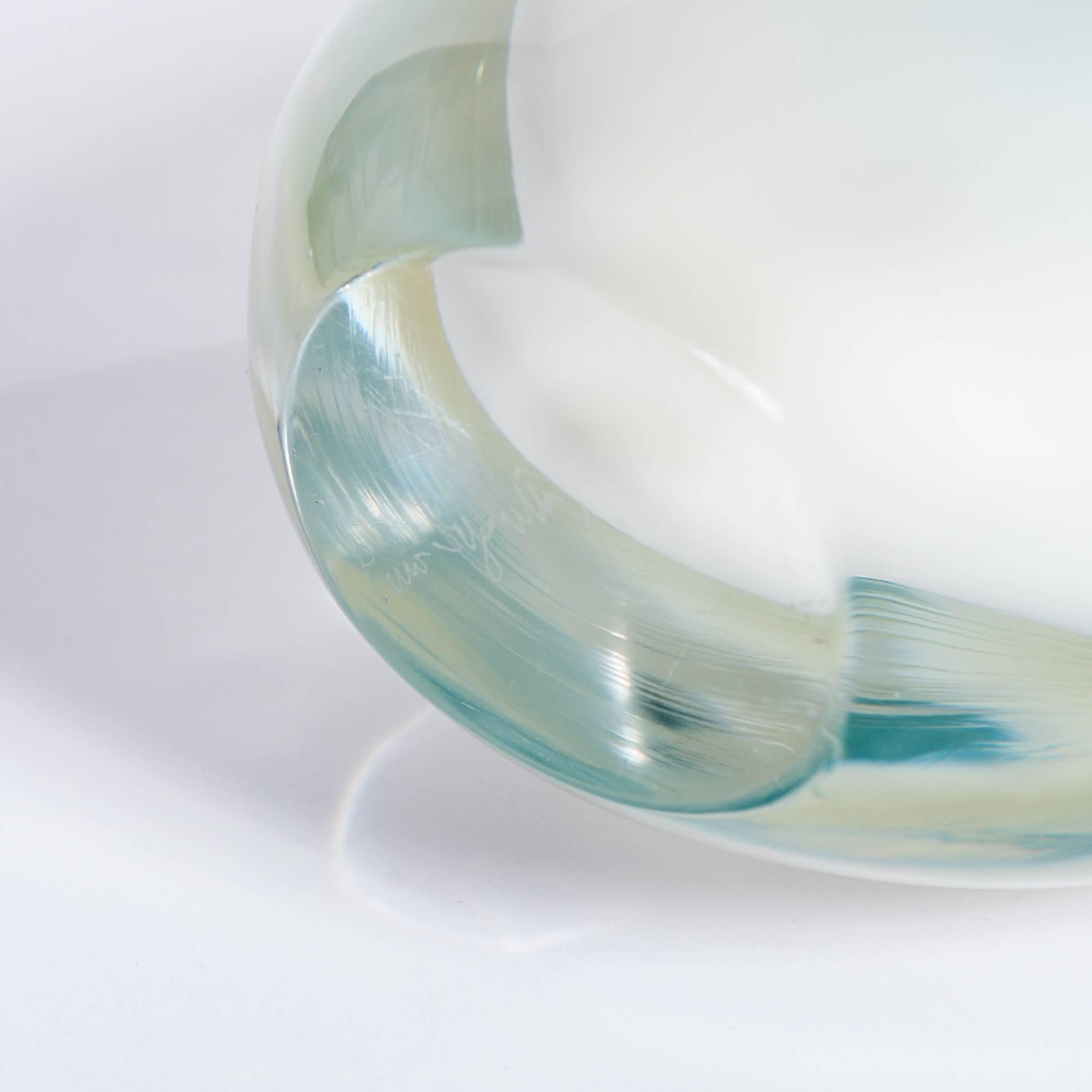 Contemporary Italian Heavy Opalescent Murano Glass Vase Sign by P. Signoretto For Sale