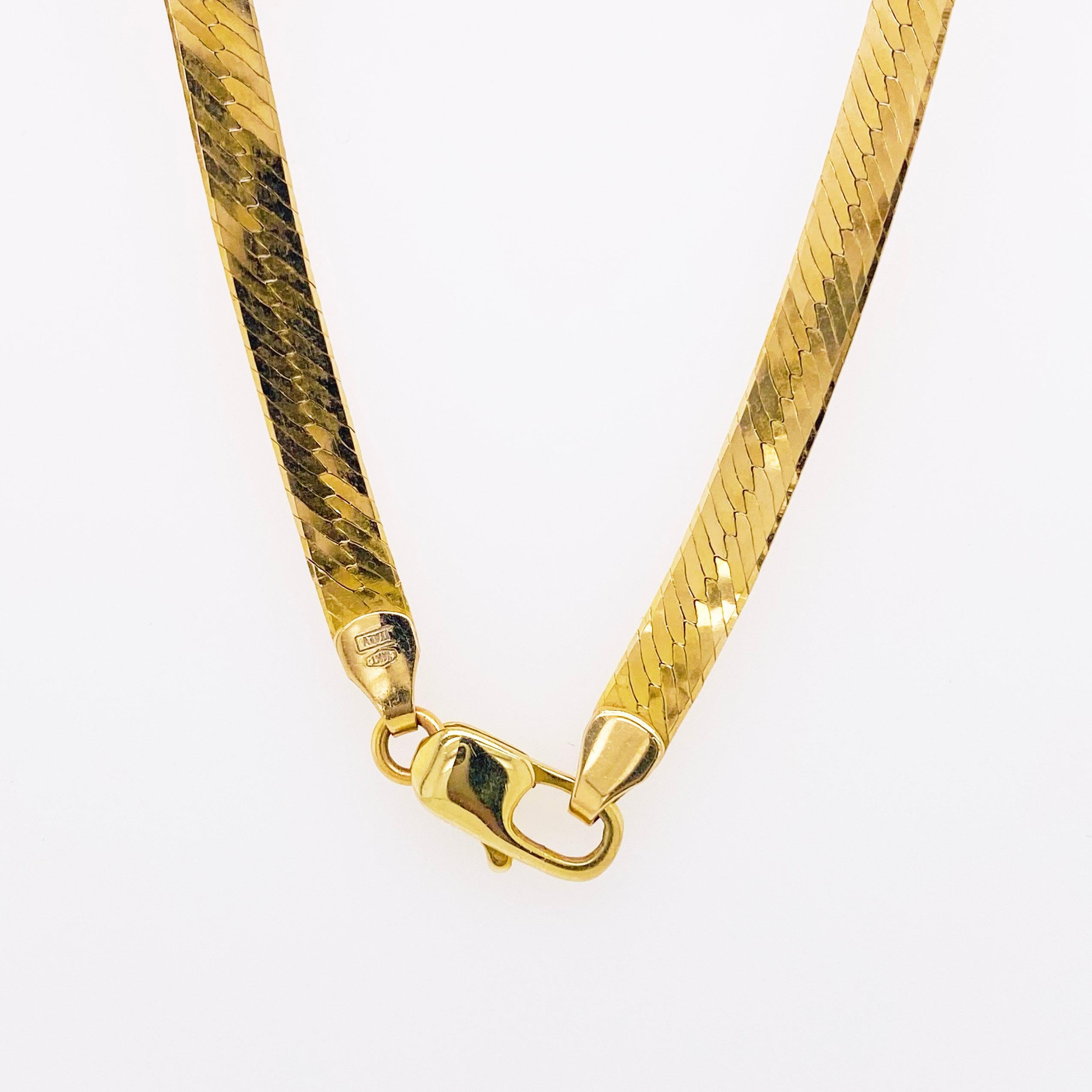 Modern Italian Herringbone Chain in Yellow Gold