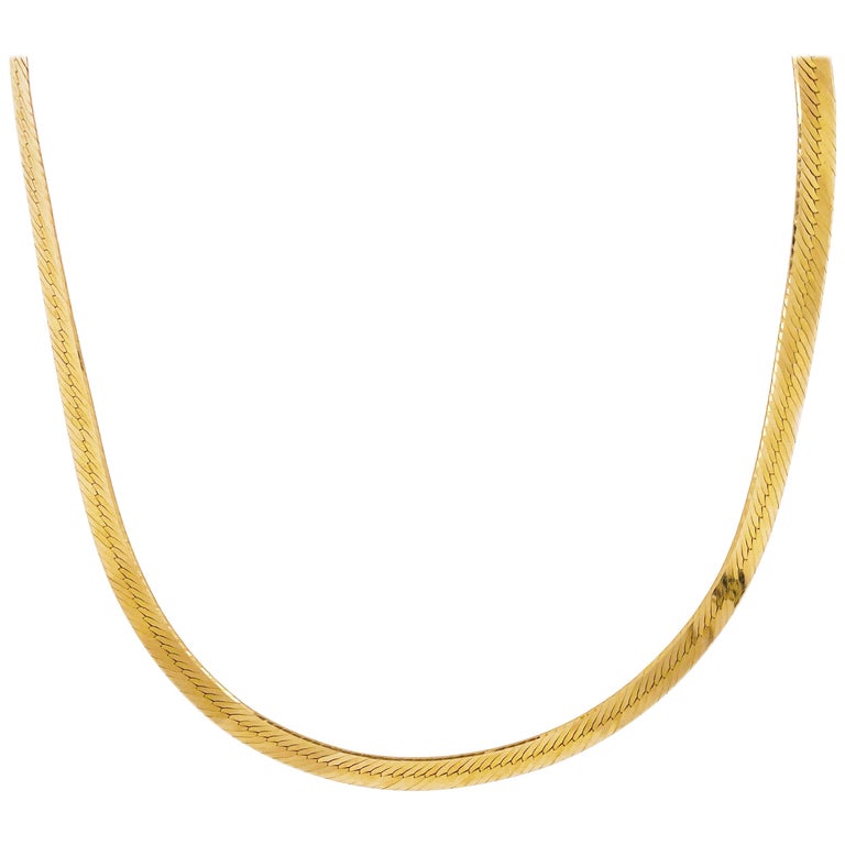 Italian Herringbone Chain in Yellow Gold at 1stDibs