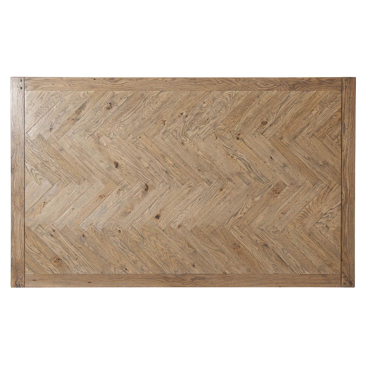 French Provincial Italian Herringbone Extension Table For Sale