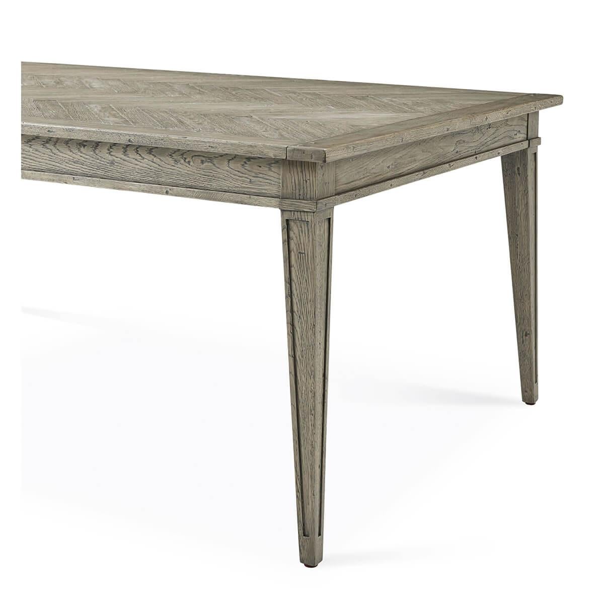 Contemporary Italian Herringbone Extension Table - Grey Oak For Sale