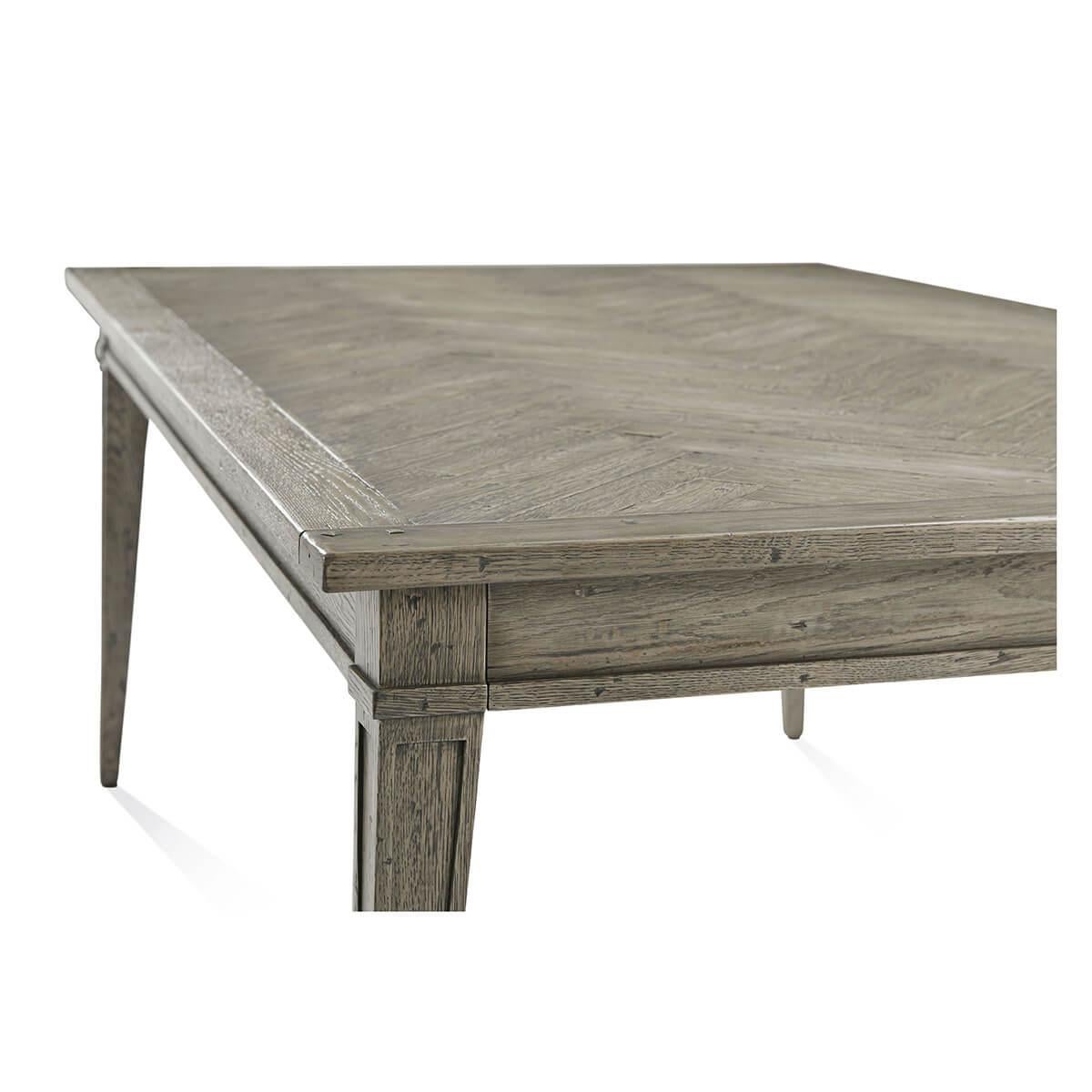 Wood Italian Herringbone Extension Table - Grey Oak For Sale
